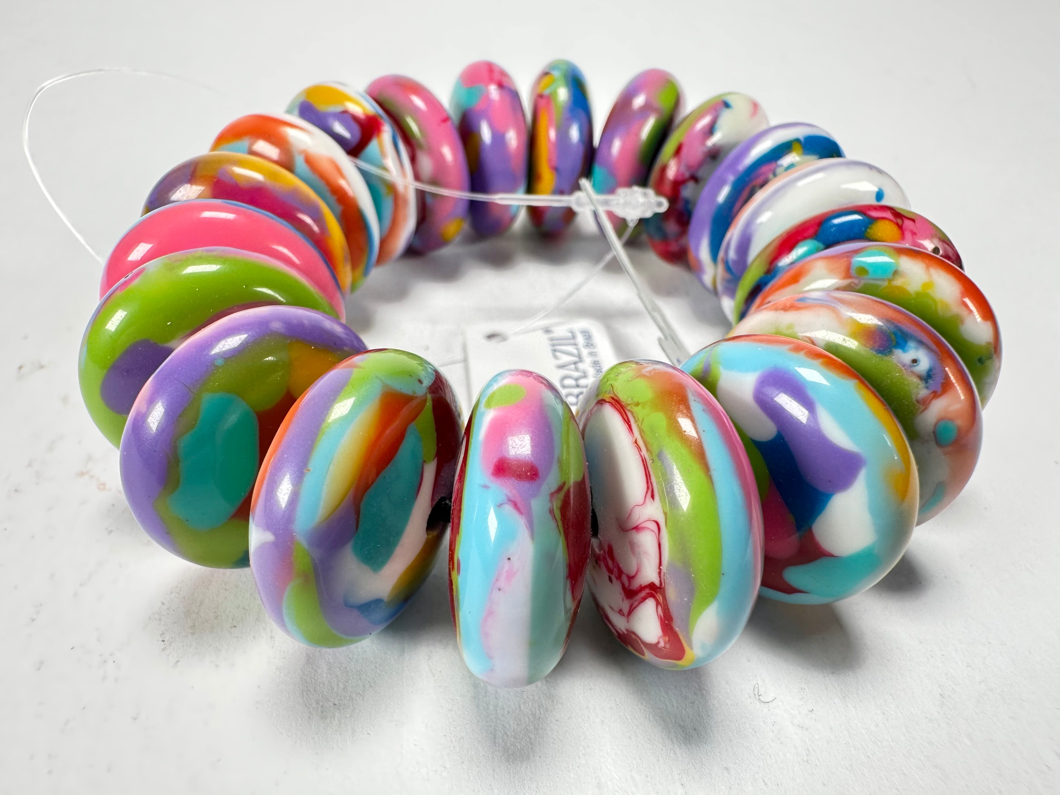 Jackie Brazil "Ana" Kandinsky Elasticated Wheels Resin Bracelet ( B0910 )