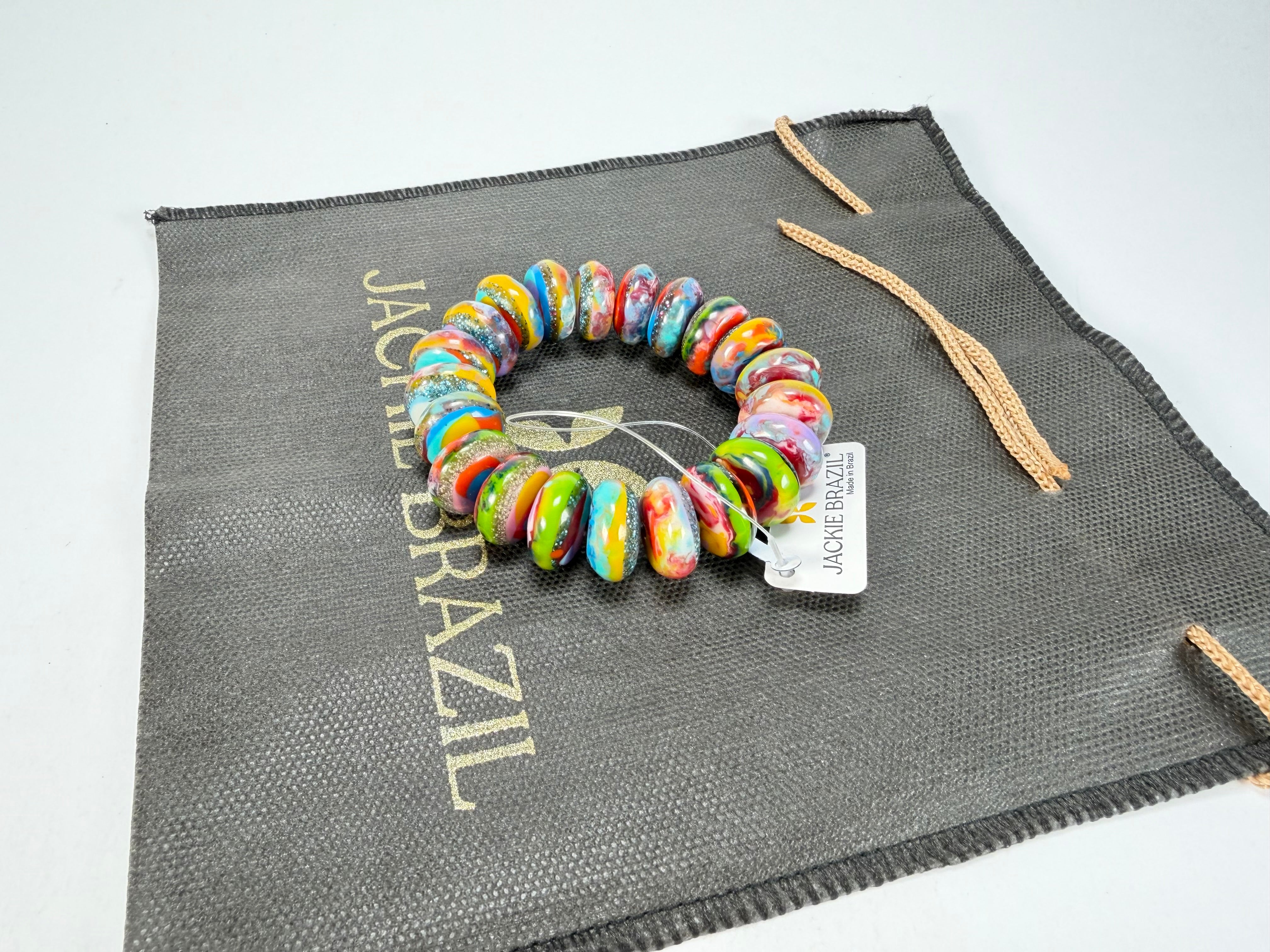 Jackie Brazil "Bela" Kandinsky Elasticated Mini Wheels Resin Bracelet ( B0920 )