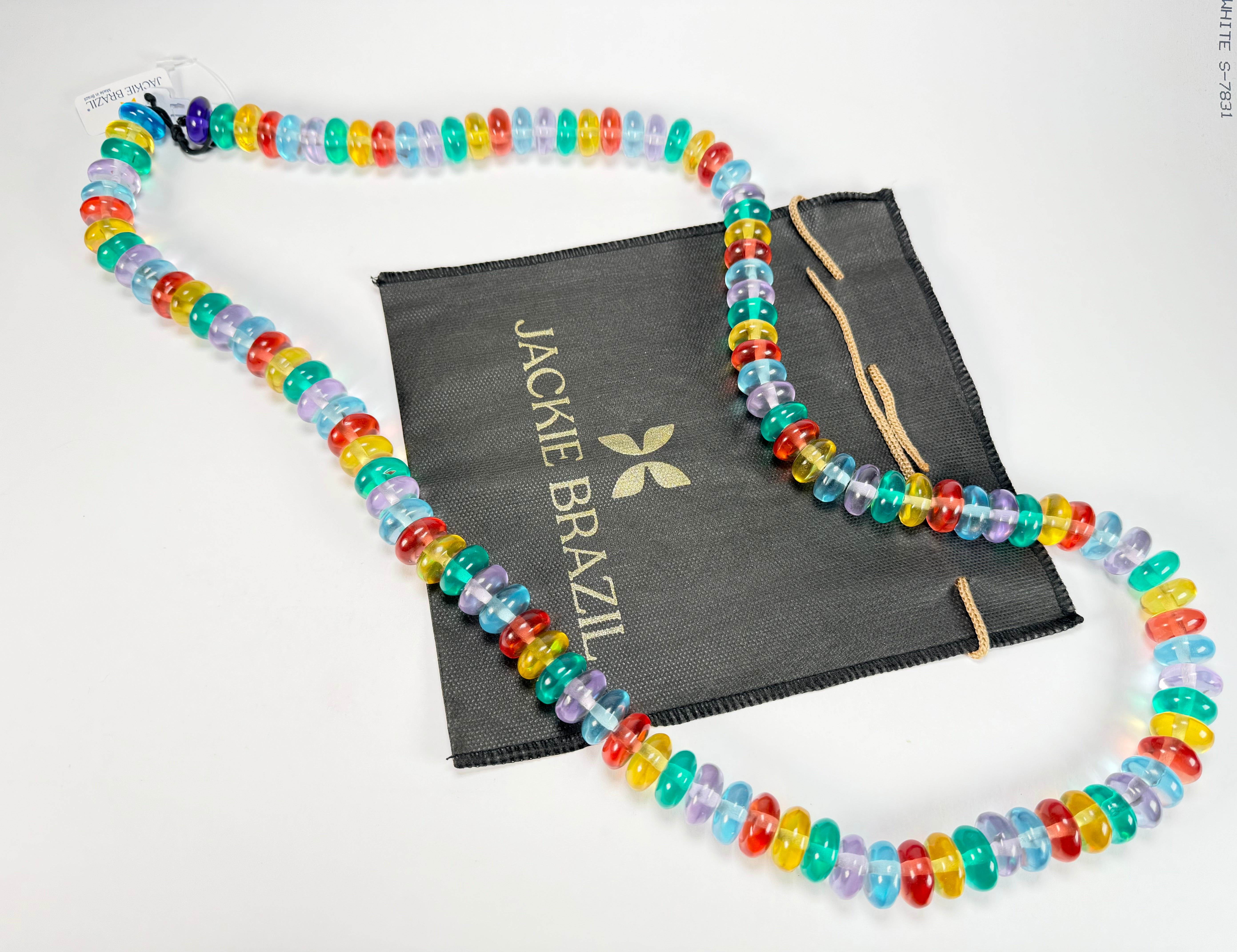 Jackie Brazil "Bela" Transparent Paris Mix Resin Mini Wheels 110cm Necklace ( N0048 )