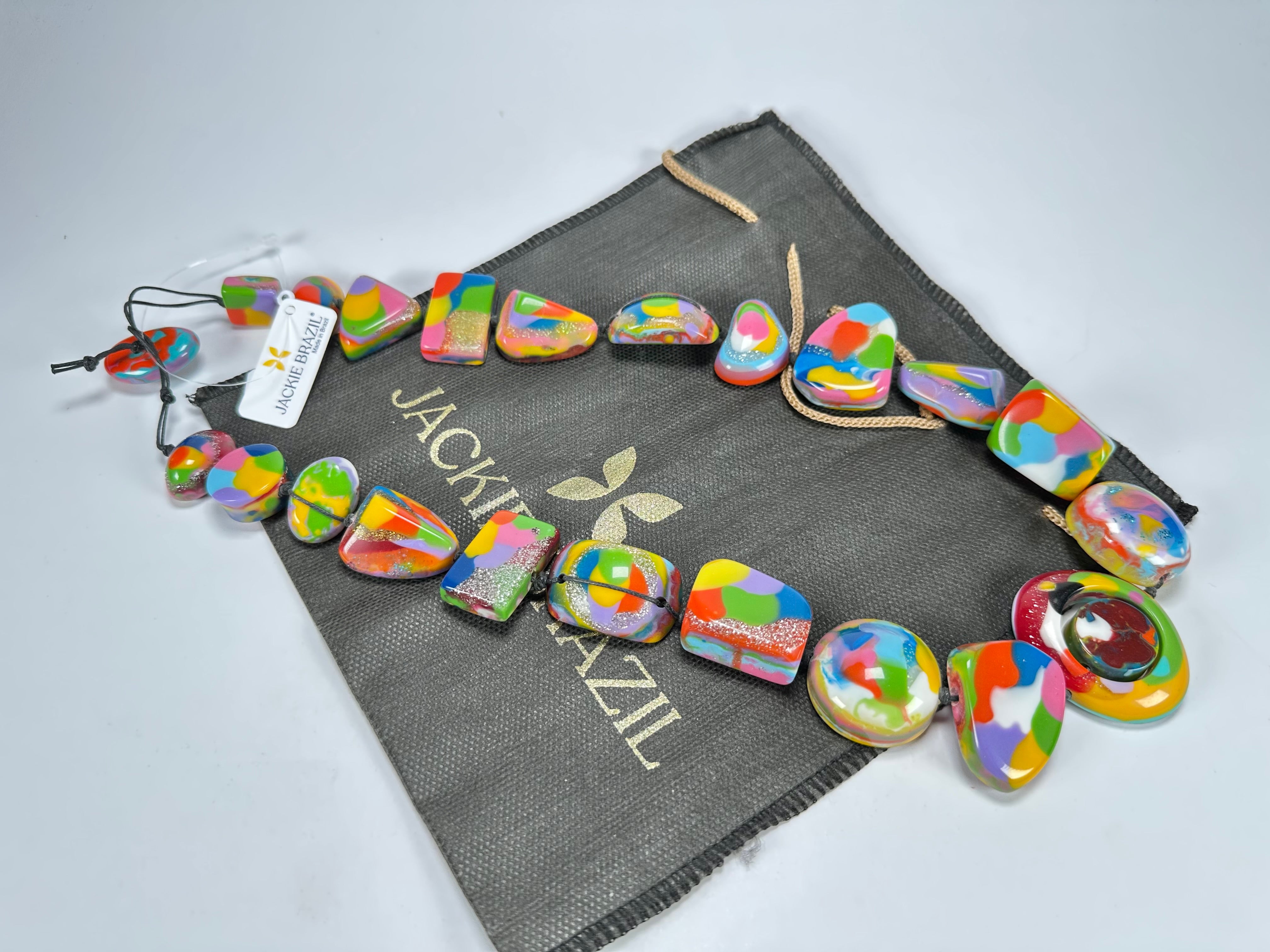 Jackie Brazil "Indiana" Kandinsky Multi-Bead Medium Resin 70cm Necklace ( N0033 )