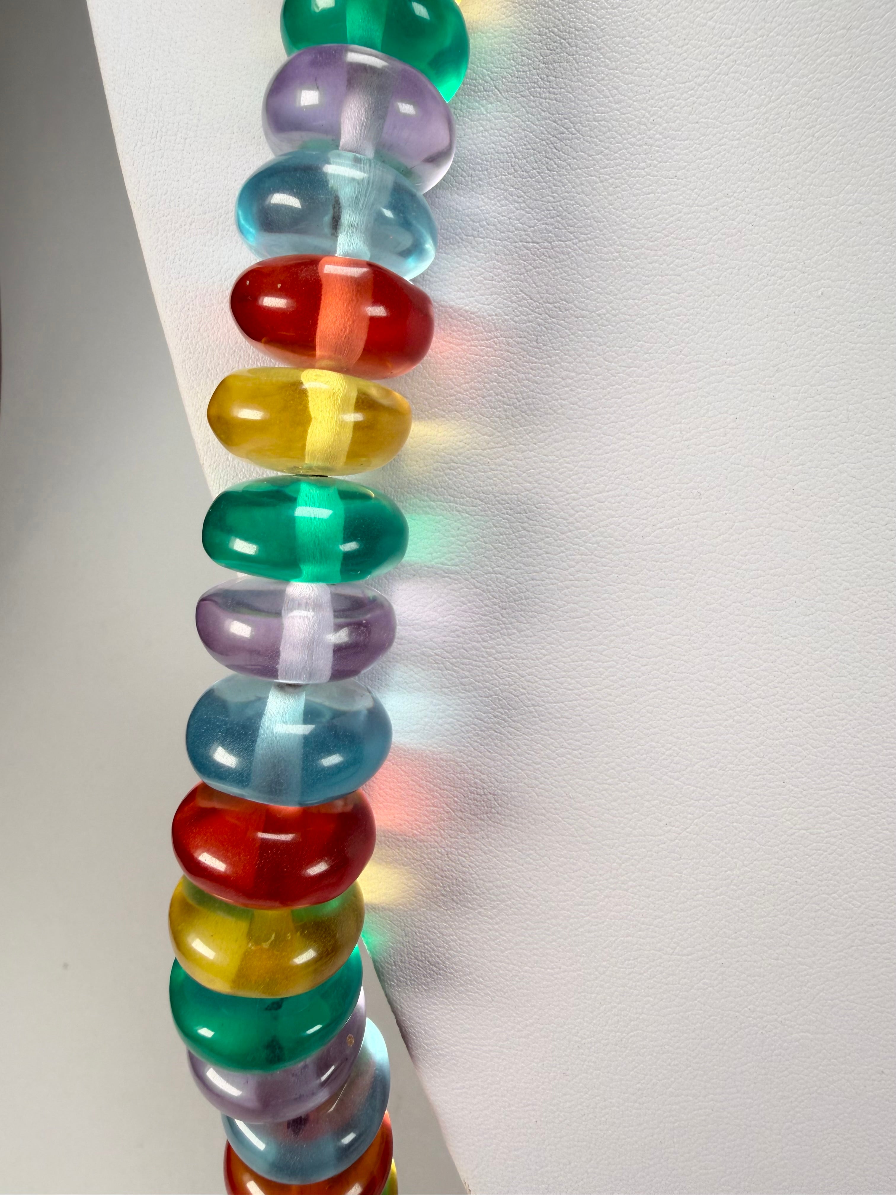 Jackie Brazil "Bela" Transparent Paris Mix Resin Mini Wheels 110cm Necklace ( N0048 )