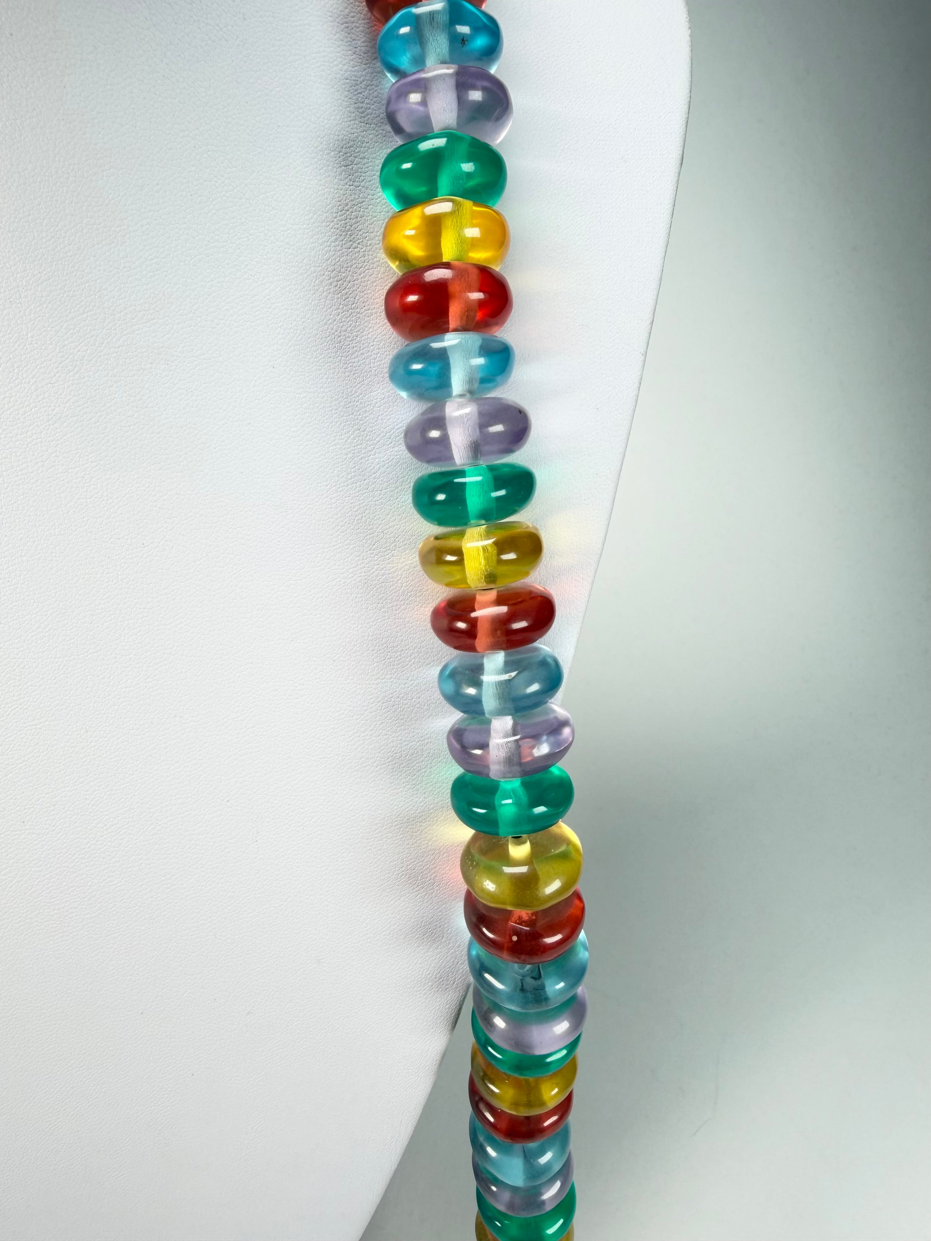 Jackie Brazil "Bela" Transparent Paris Mix Resin Mini Wheels 110cm Necklace ( N0048 )