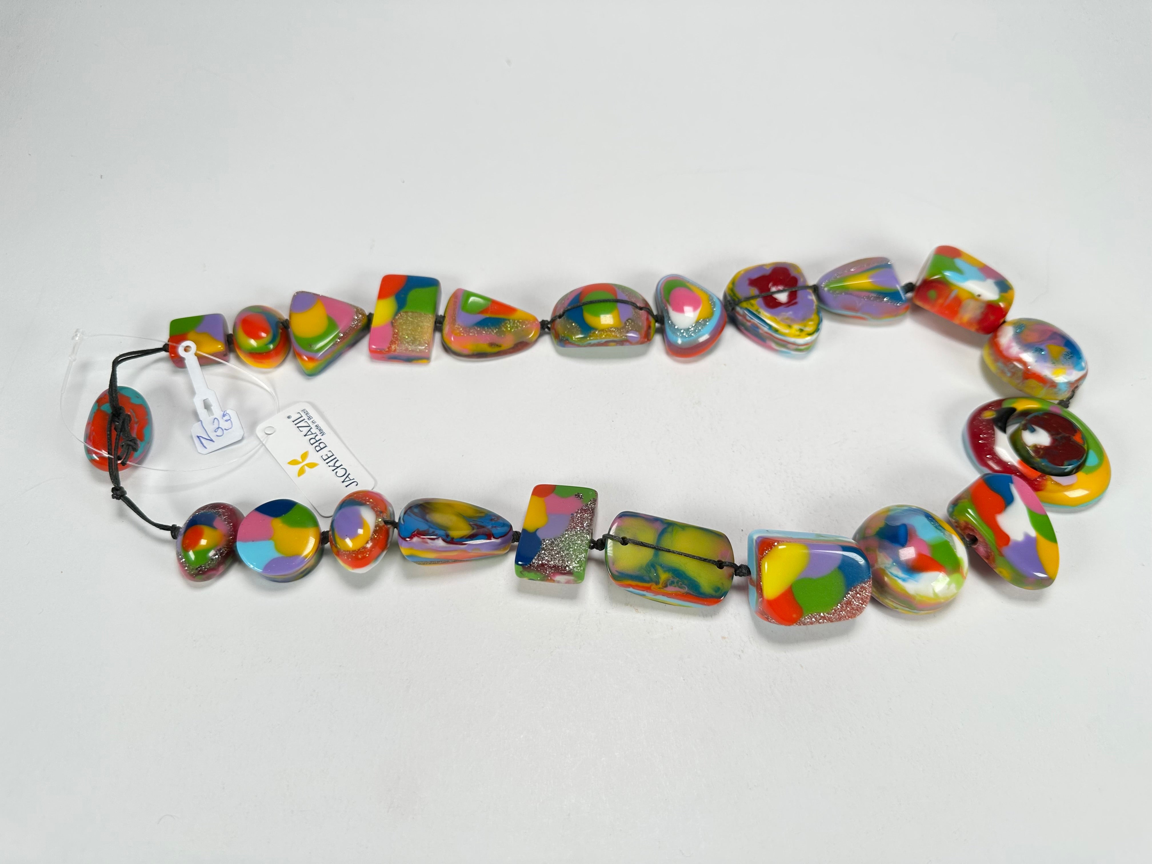 Jackie Brazil "Indiana" Kandinsky Multi-Bead Medium Resin 70cm Necklace ( N0033 )