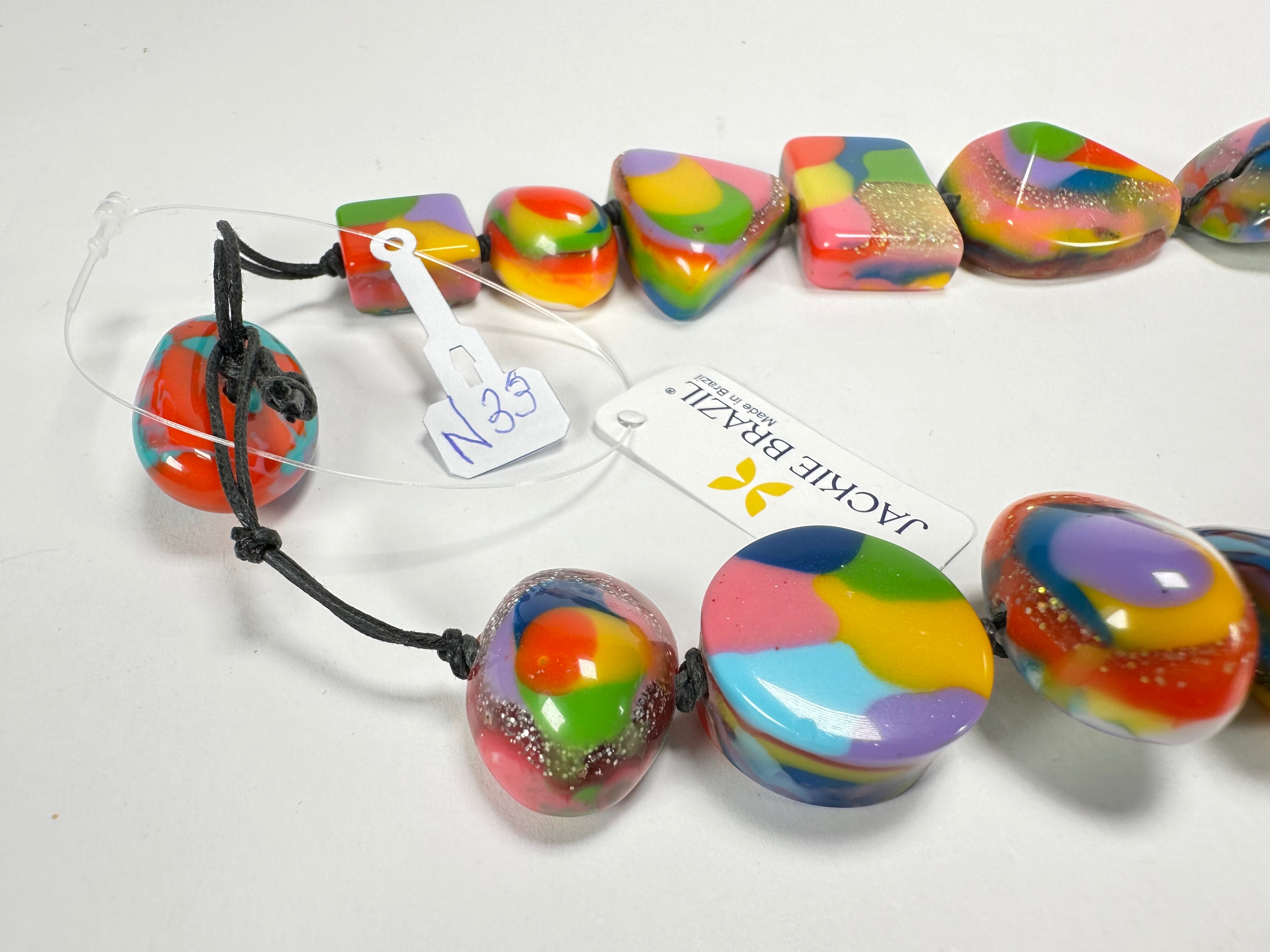 Jackie Brazil "Indiana" Kandinsky Multi-Bead Medium Resin 70cm Necklace ( N0033 )
