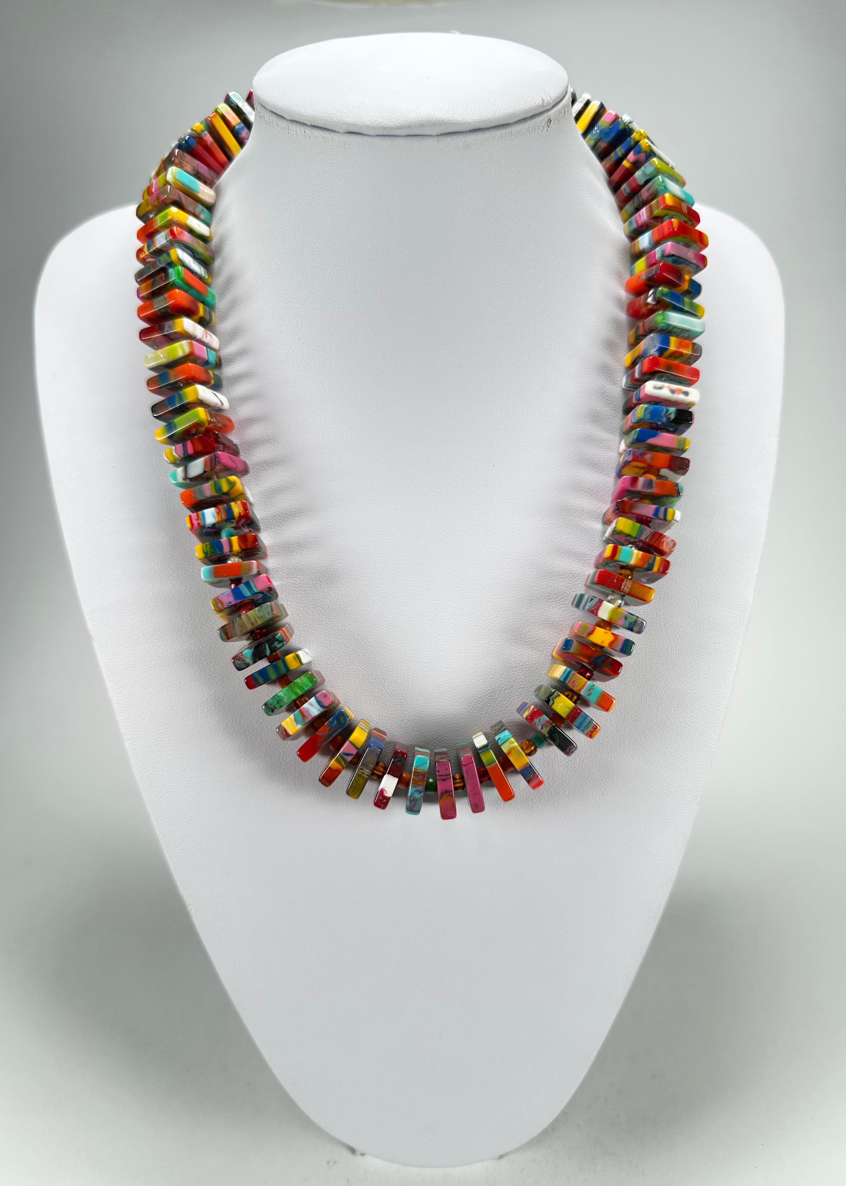 Jackie Brazil "Patricia" Kandinsky Liquorice Squares & Beads 55cm Necklace ( N0025 )
