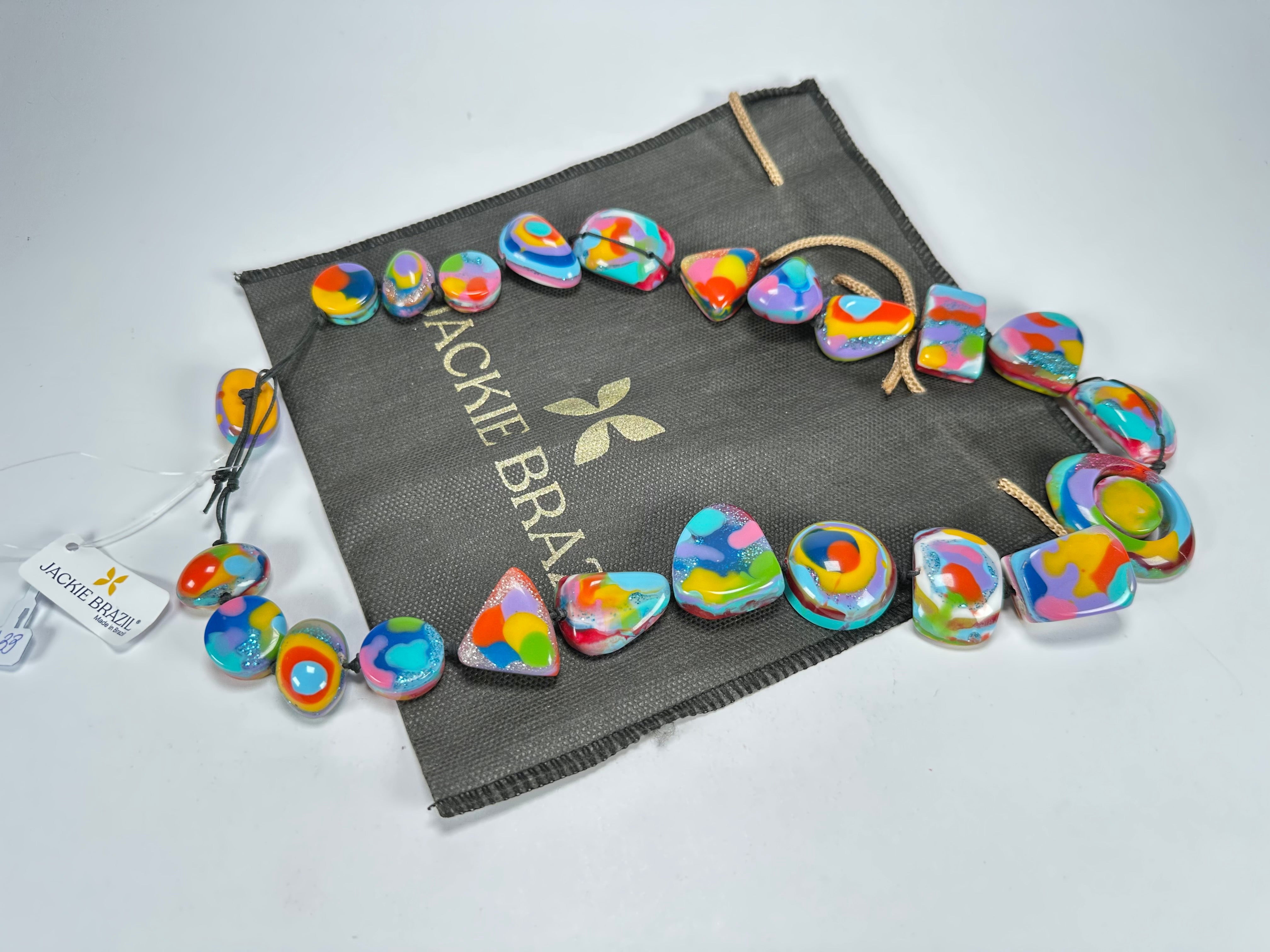 Jackie Brazil "Indiana" Kandinsky Multi-Bead Medium Resin 70cm Necklace ( N0033 )