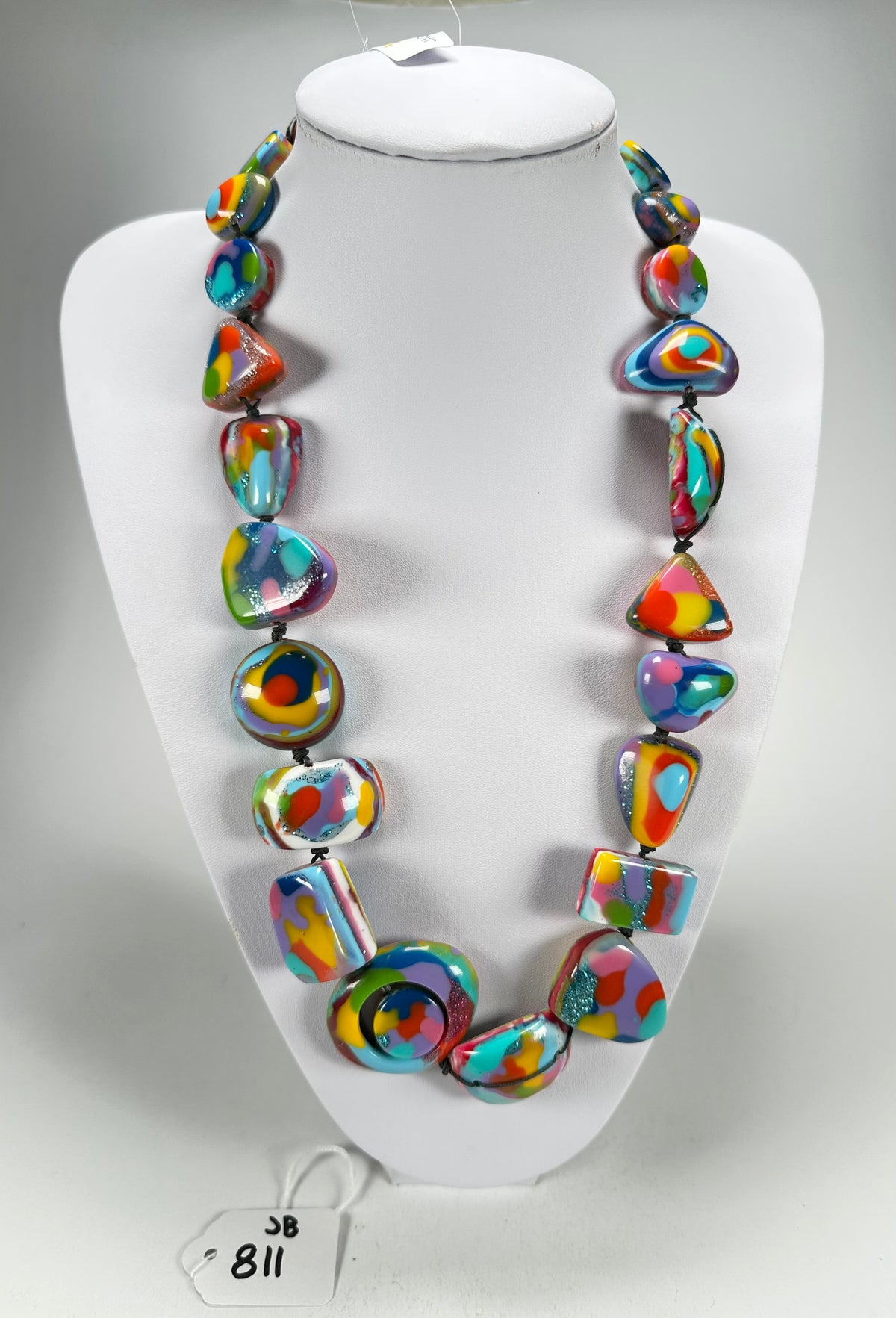 Jackie Brazil "Indiana" Kandinsky Multi-Bead Medium Resin 70cm Necklace ( N0033 )