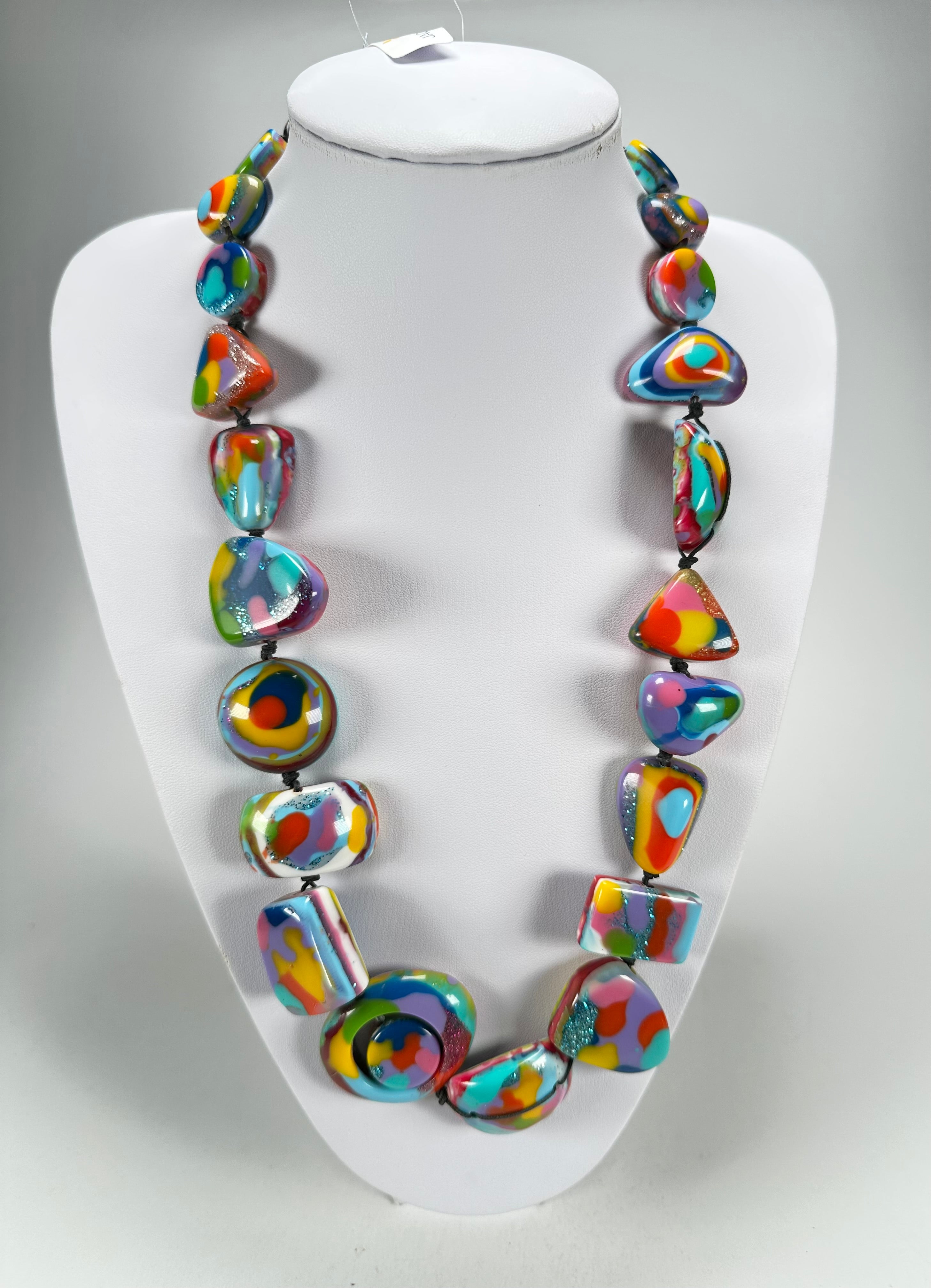 Jackie Brazil "Indiana" Kandinsky Multi-Bead Medium Resin 70cm Necklace ( N0033 )