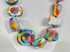 Jackie Brazil "Indiana" Kandinsky Multi-Bead Medium Resin 70cm Necklace ( N0033 )
