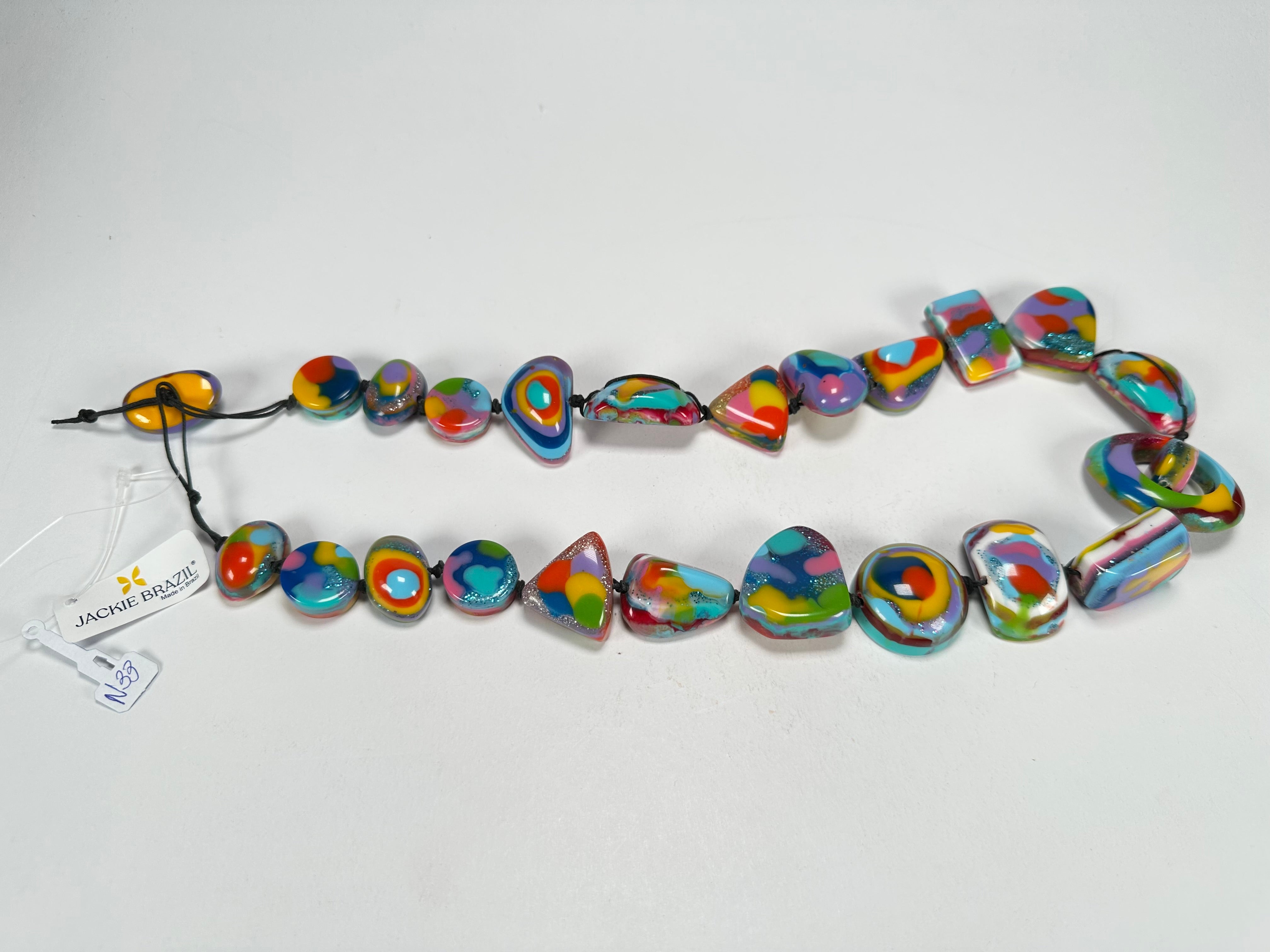 Jackie Brazil "Indiana" Kandinsky Multi-Bead Medium Resin 70cm Necklace ( N0033 )