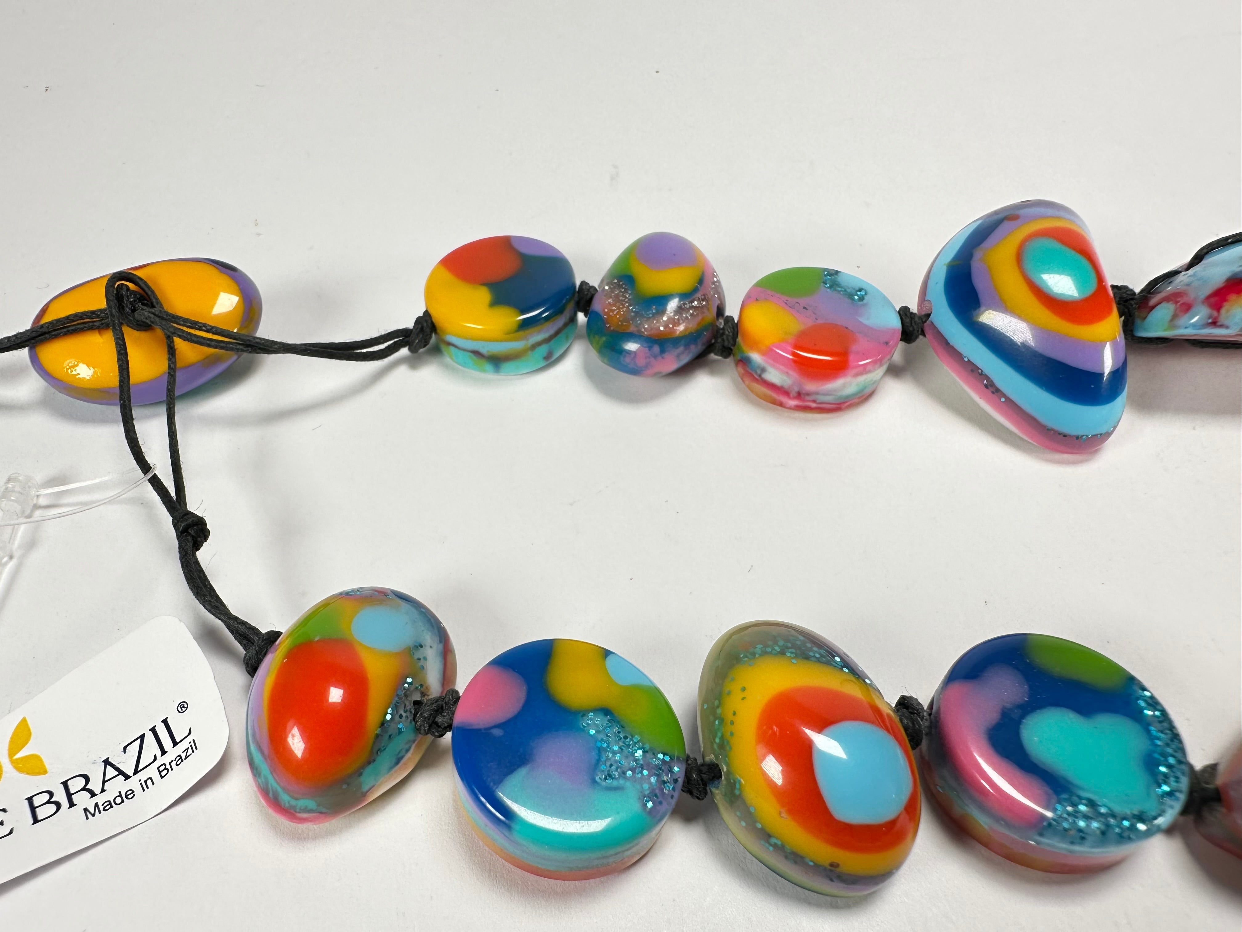 Jackie Brazil "Indiana" Kandinsky Multi-Bead Medium Resin 70cm Necklace ( N0033 )
