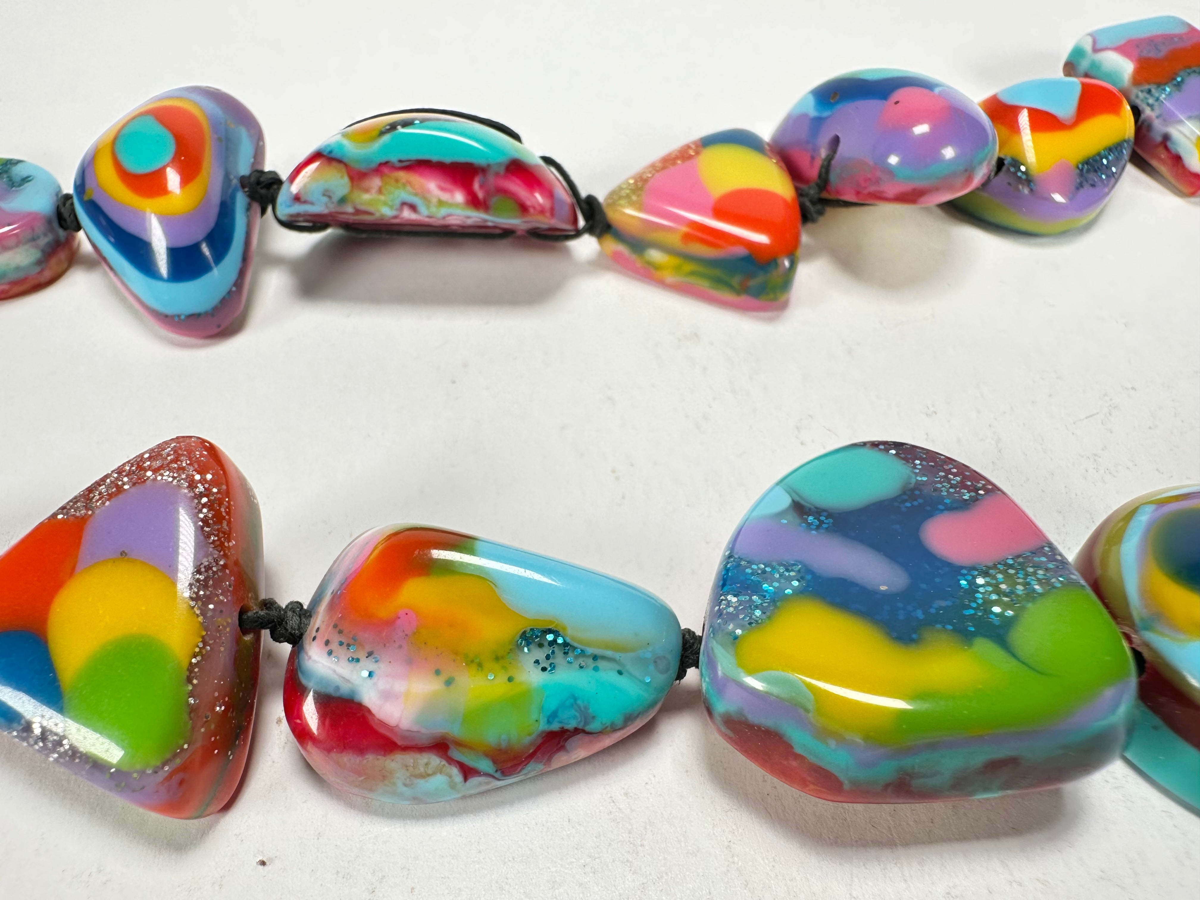 Jackie Brazil "Indiana" Kandinsky Multi-Bead Medium Resin 70cm Necklace ( N0033 )