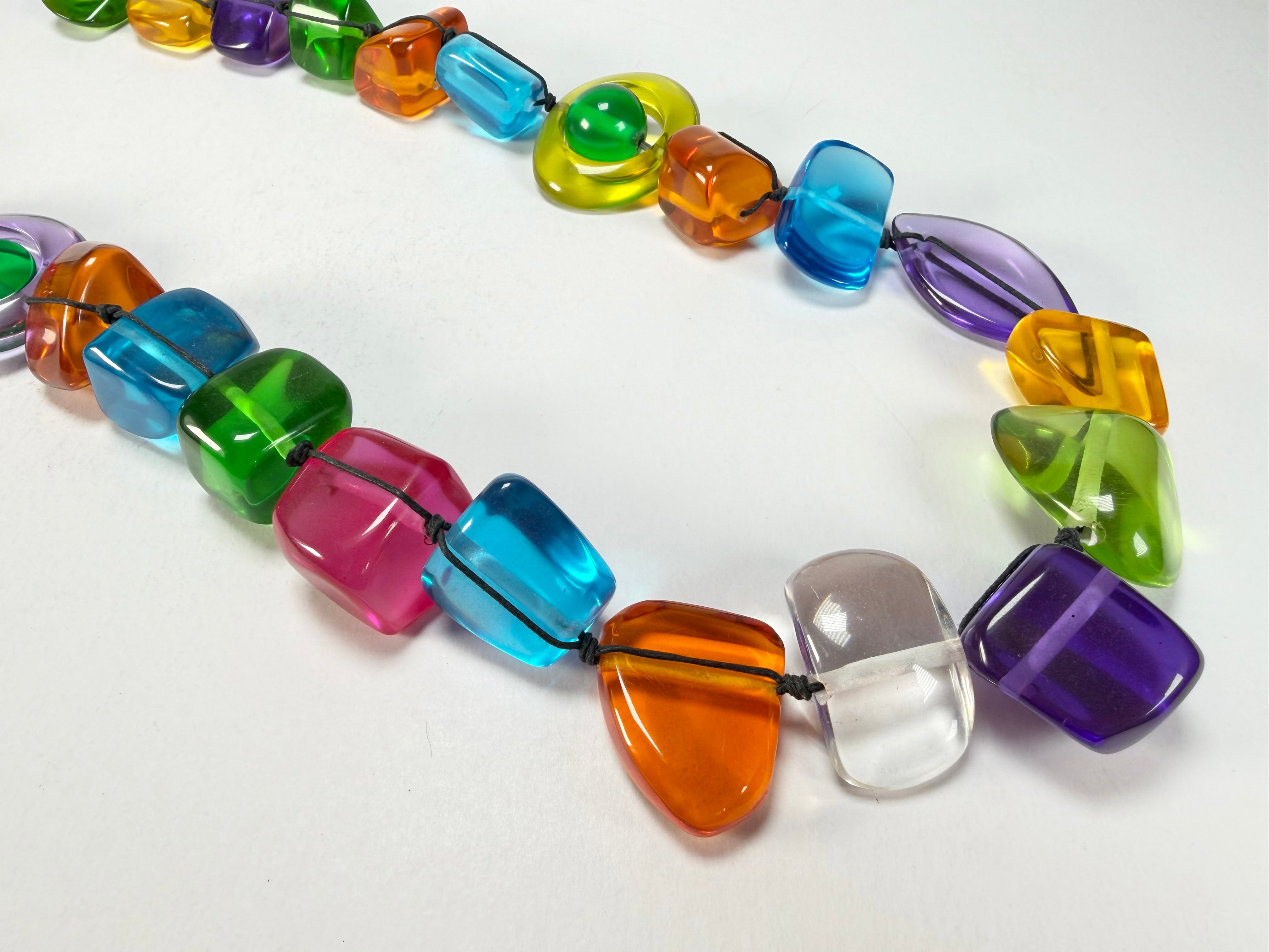 Jackie Brazil "Indiana" Transparent Carnaval Mix Multi-Bead Long Resin 110cm Necklace ( N0038 )