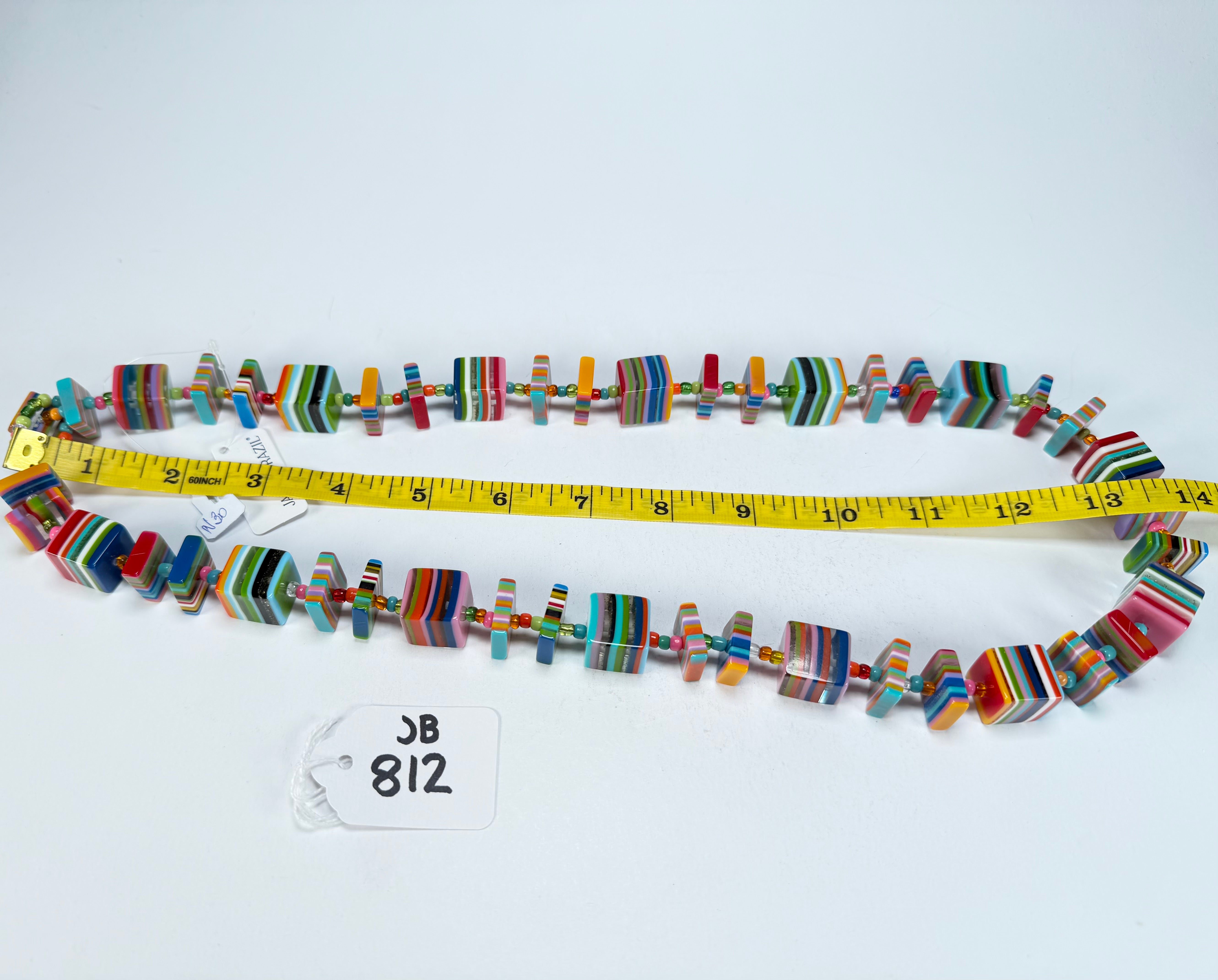 Jackie Brazil "Rome" Liquorice All Sorts Cubes & Squares Mix Colours 75cm Resin Necklace ( N0030 )