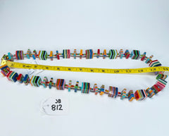 Jackie Brazil "Rome" Liquorice All Sorts Cubes & Squares Mix Colours 75cm Resin Necklace ( N0030 )