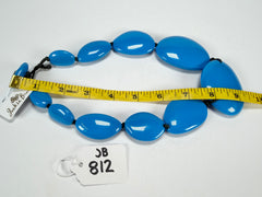 Jackie Brazil "Blue Gloss" Short Flat Riverstones 50cm Necklace ( N3616 )