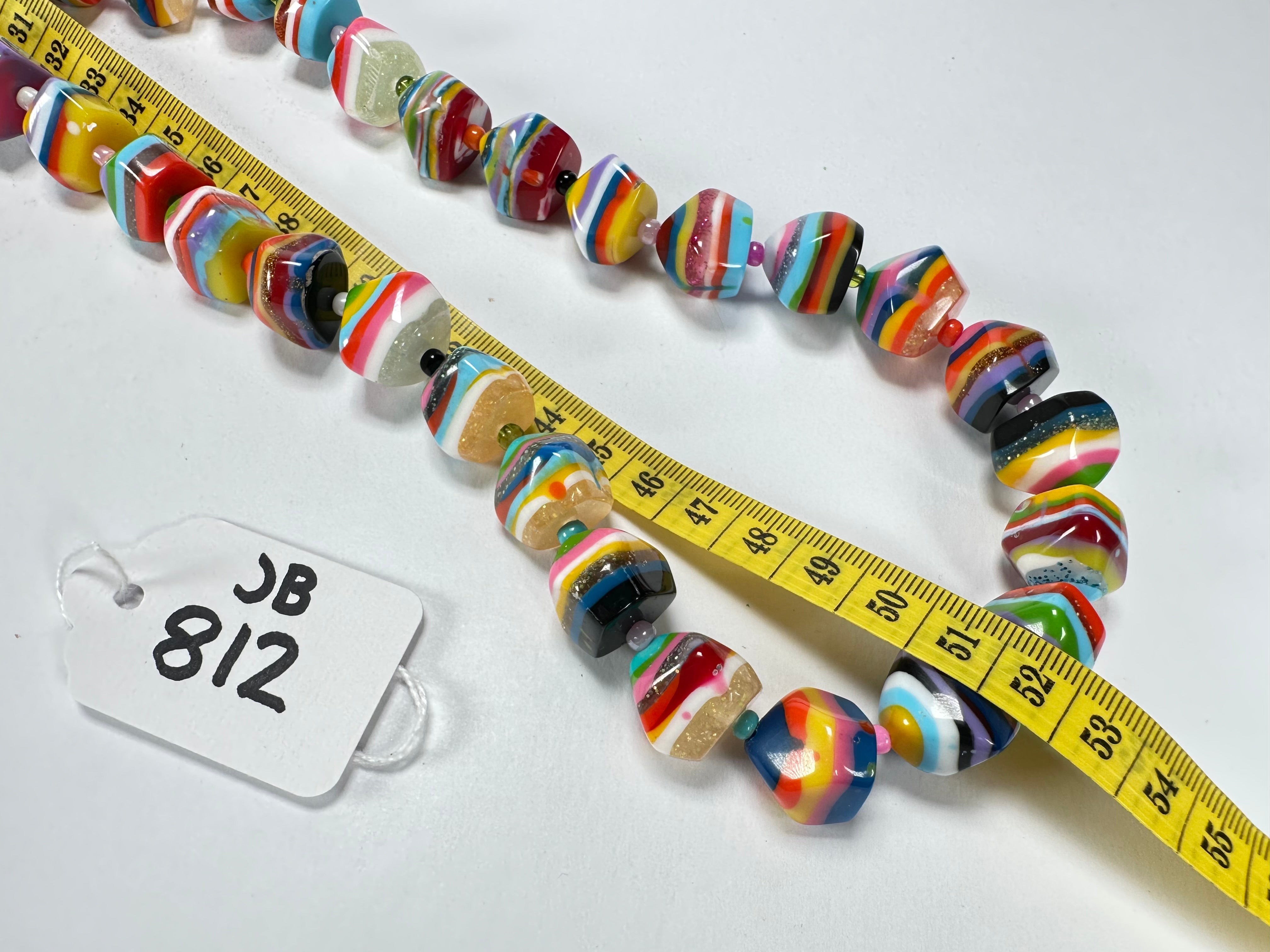 Jackie Brazil "Camille" Liquorice Stripes x Kandinsky Small Stones 110cm Necklace ( N0078 )