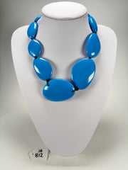 Jackie Brazil "Blue Gloss" Short Flat Riverstones 50cm Necklace ( N3616 )