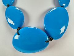 Jackie Brazil "Blue Gloss" Short Flat Riverstones 50cm Necklace ( N3616 )