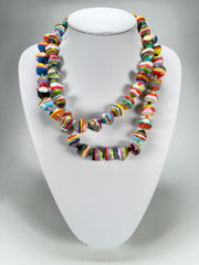 Jackie Brazil "Camille" Liquorice Stripes x Kandinsky Small Stones 110cm Necklace ( N0078 )