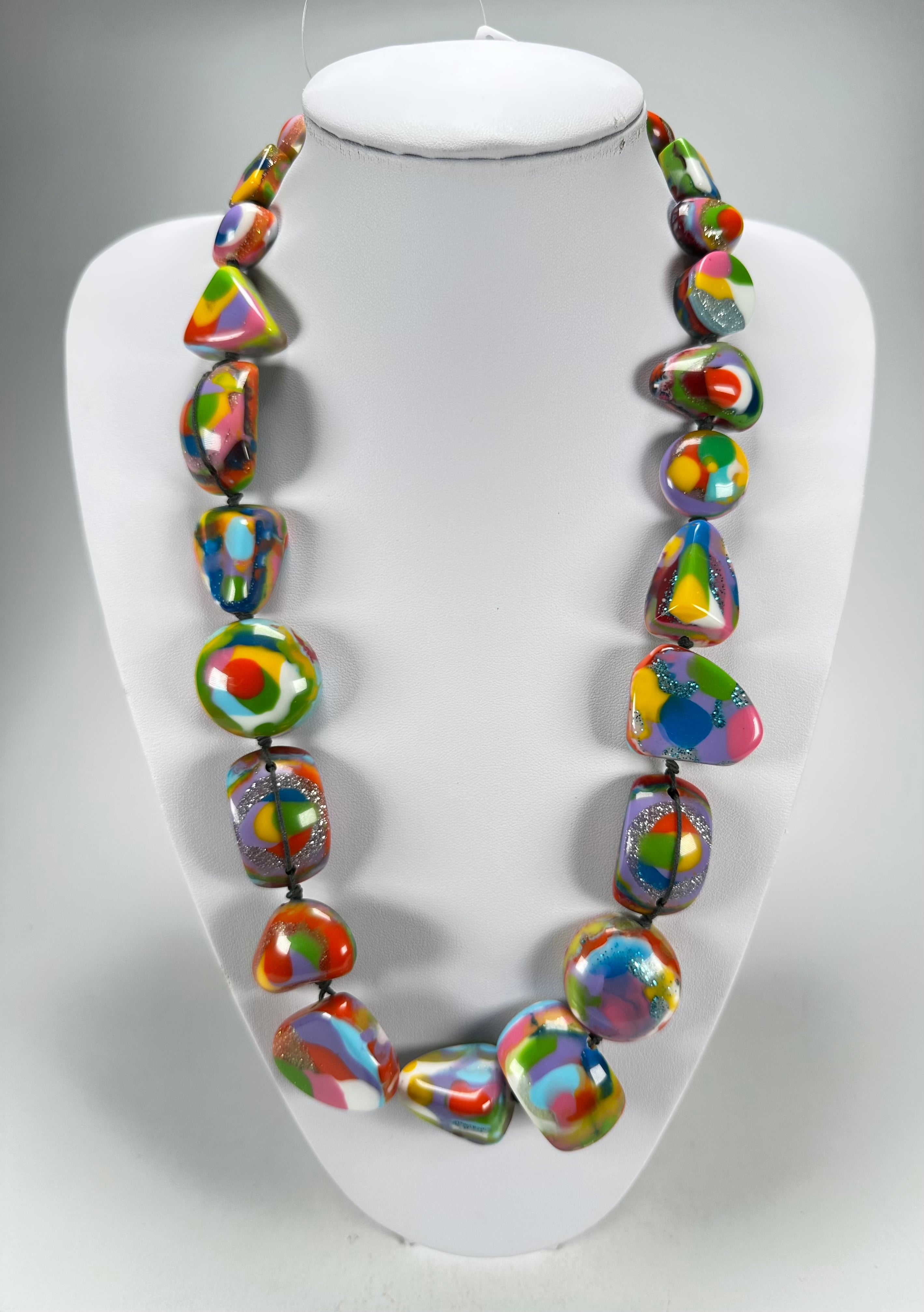 Jackie Brazil "Indiana" Kandinsky Multi-Bead Medium Resin 70cm Necklace ( N0033 )