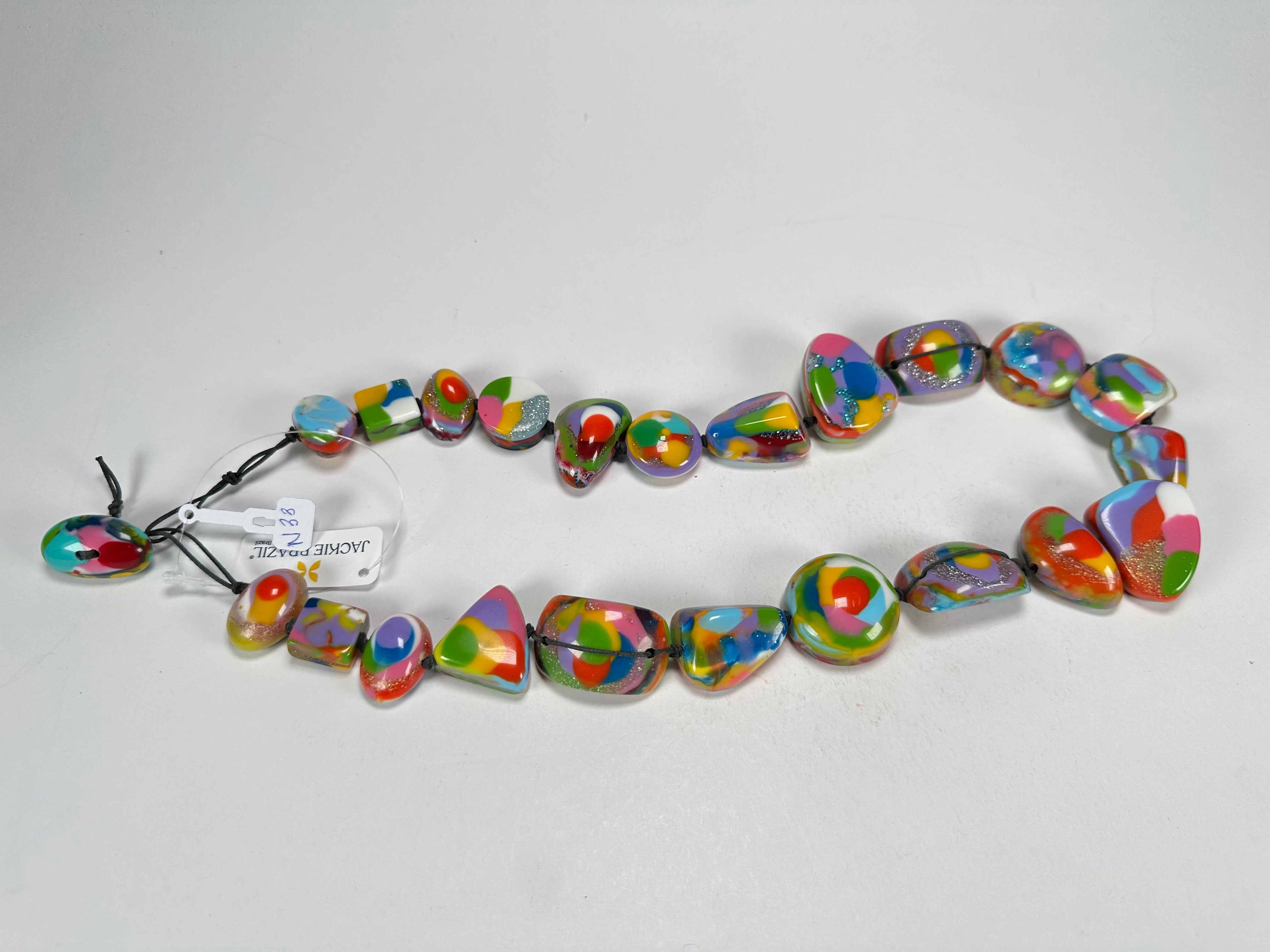 Jackie Brazil "Indiana" Kandinsky Multi-Bead Medium Resin 70cm Necklace ( N0033 )
