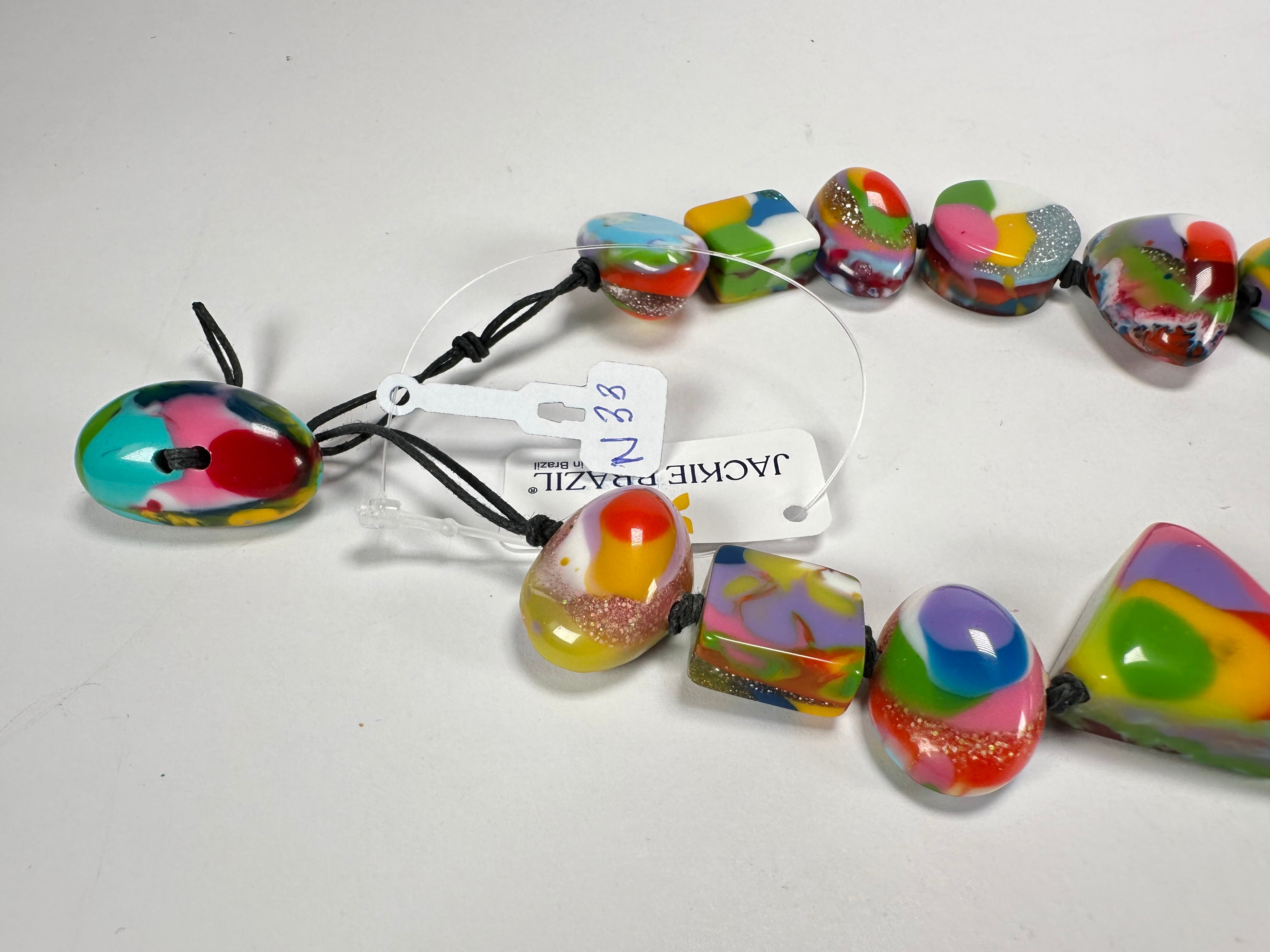 Jackie Brazil "Indiana" Kandinsky Multi-Bead Medium Resin 70cm Necklace ( N0033 )