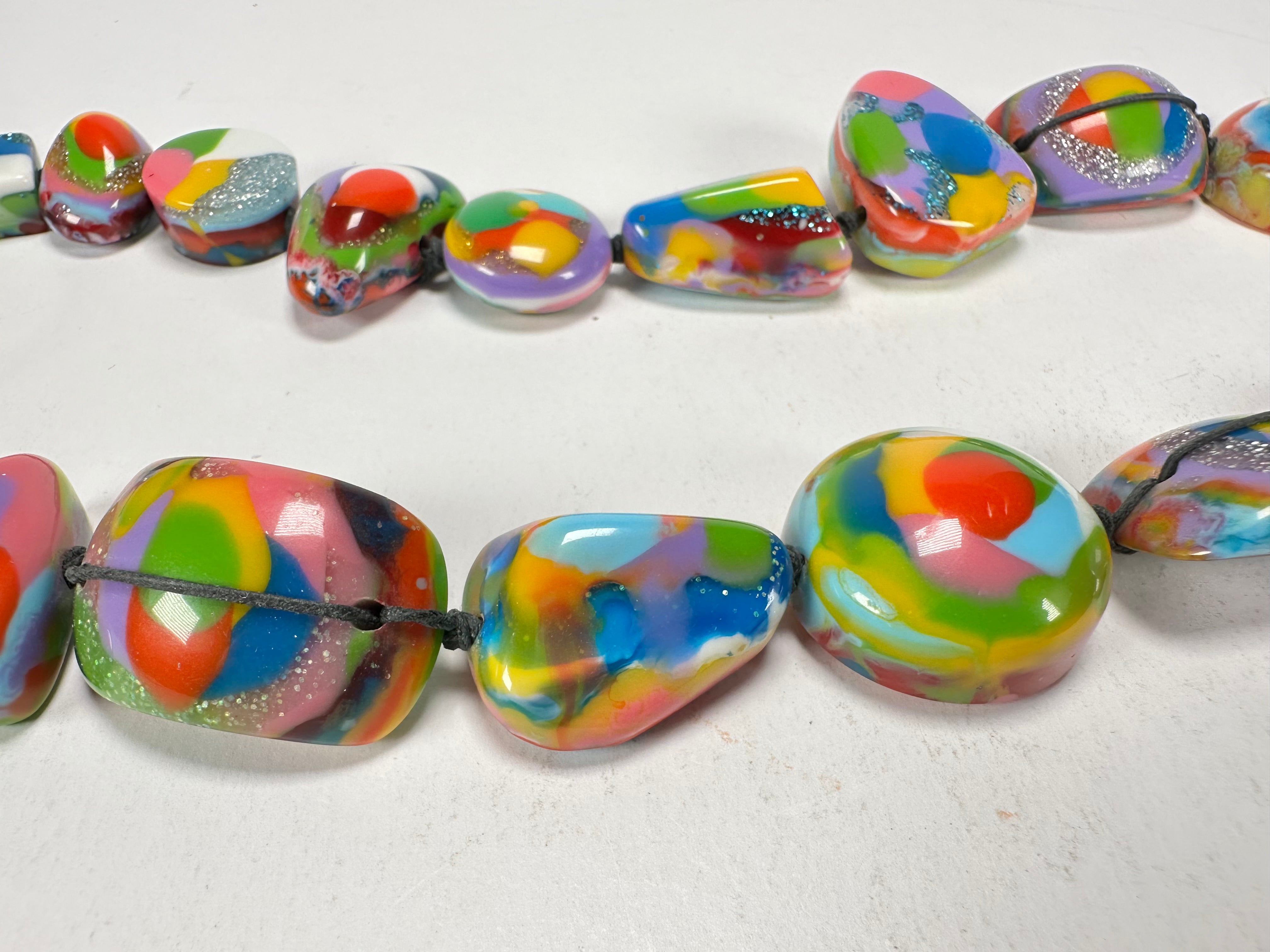 Jackie Brazil "Indiana" Kandinsky Multi-Bead Medium Resin 70cm Necklace ( N0033 )