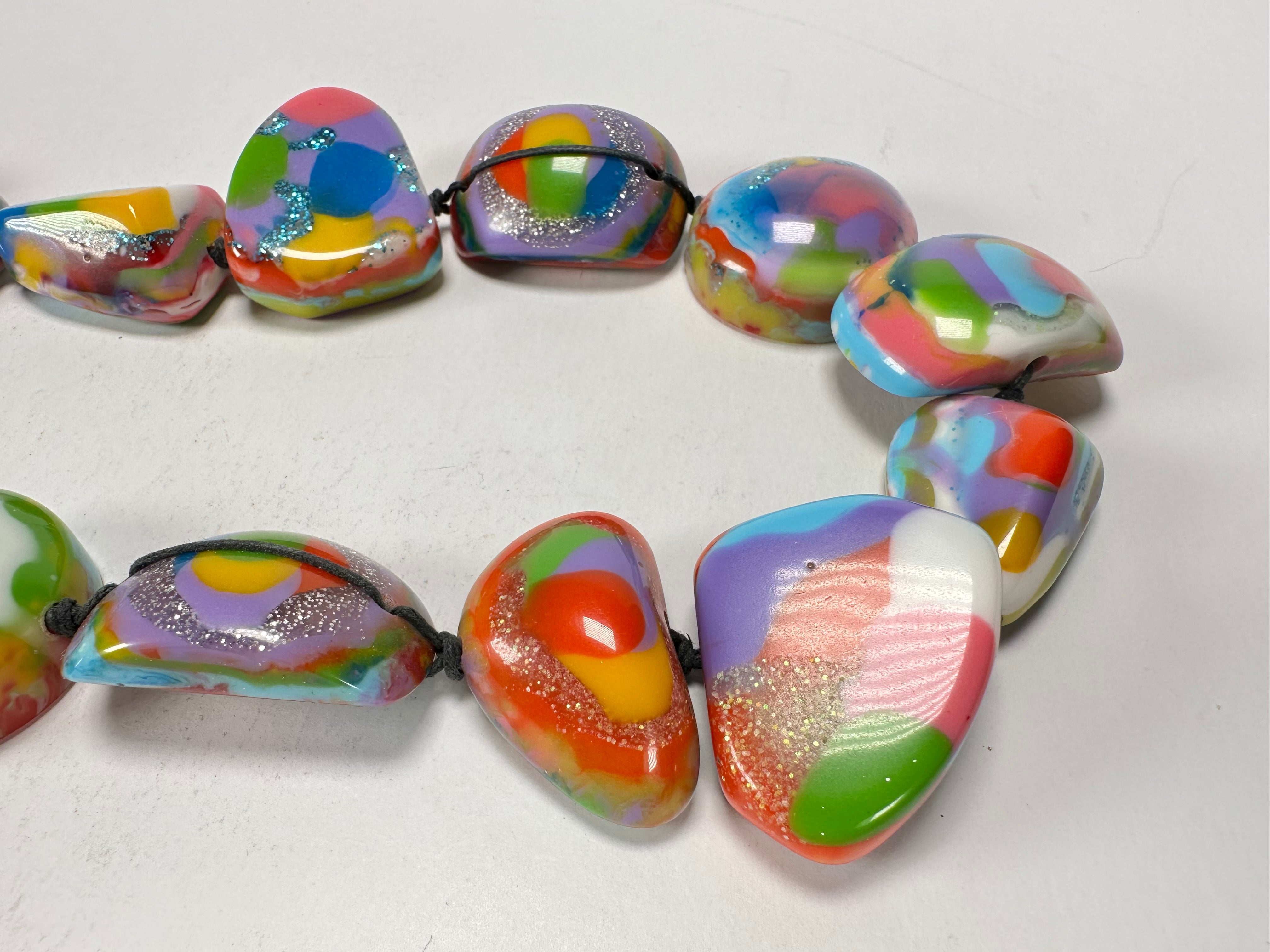 Jackie Brazil "Indiana" Kandinsky Multi-Bead Medium Resin 70cm Necklace ( N0033 )