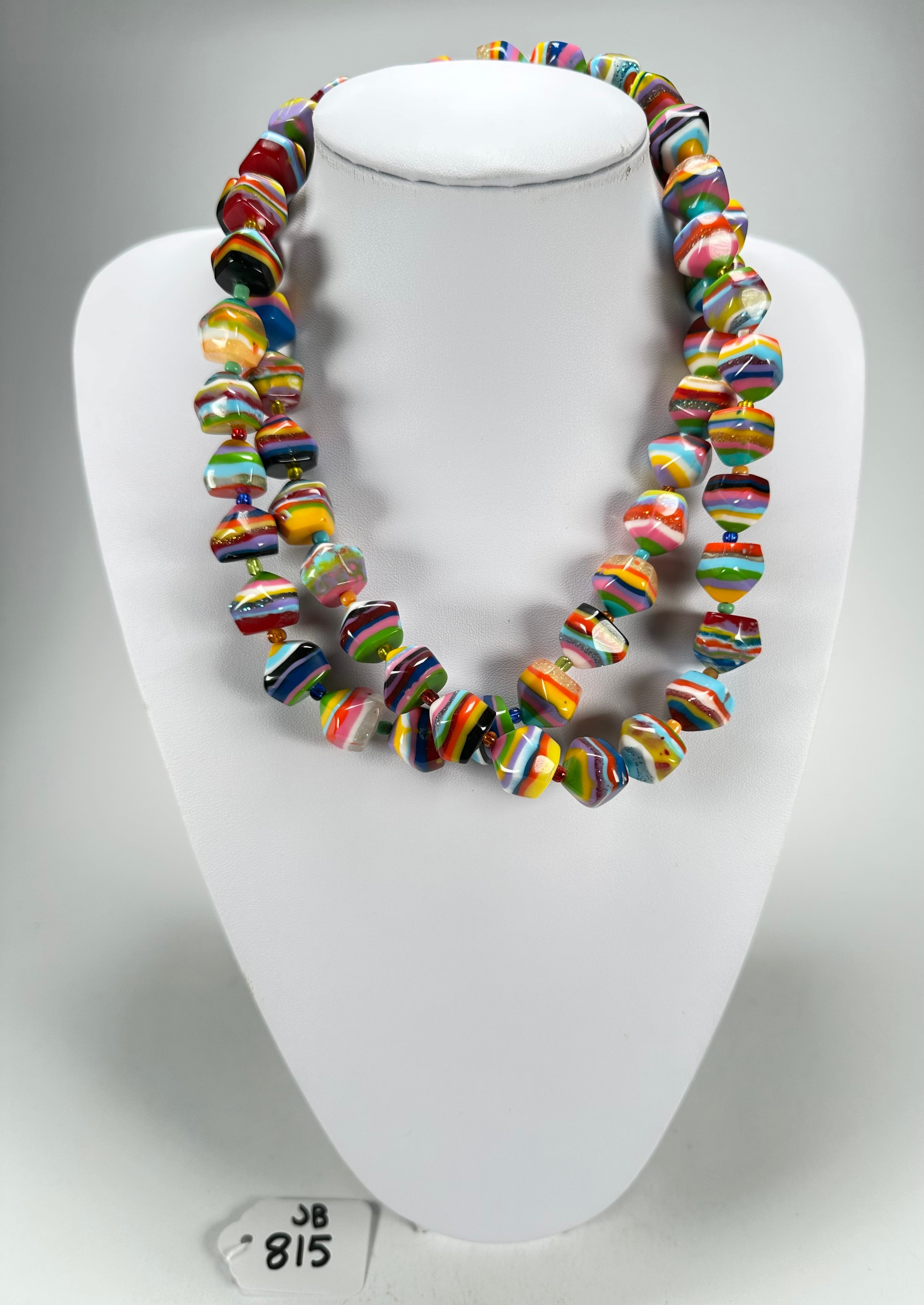 Jackie Brazil "Camille" Liquorice Stripes x Kandinsky Small Stones 110cm Necklace ( N0078 )