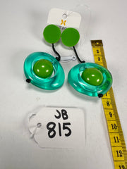 Jackie Brazil "Saturn" Transparent Green Disk & Ball on Cord Resin Earrings ( E0052 )