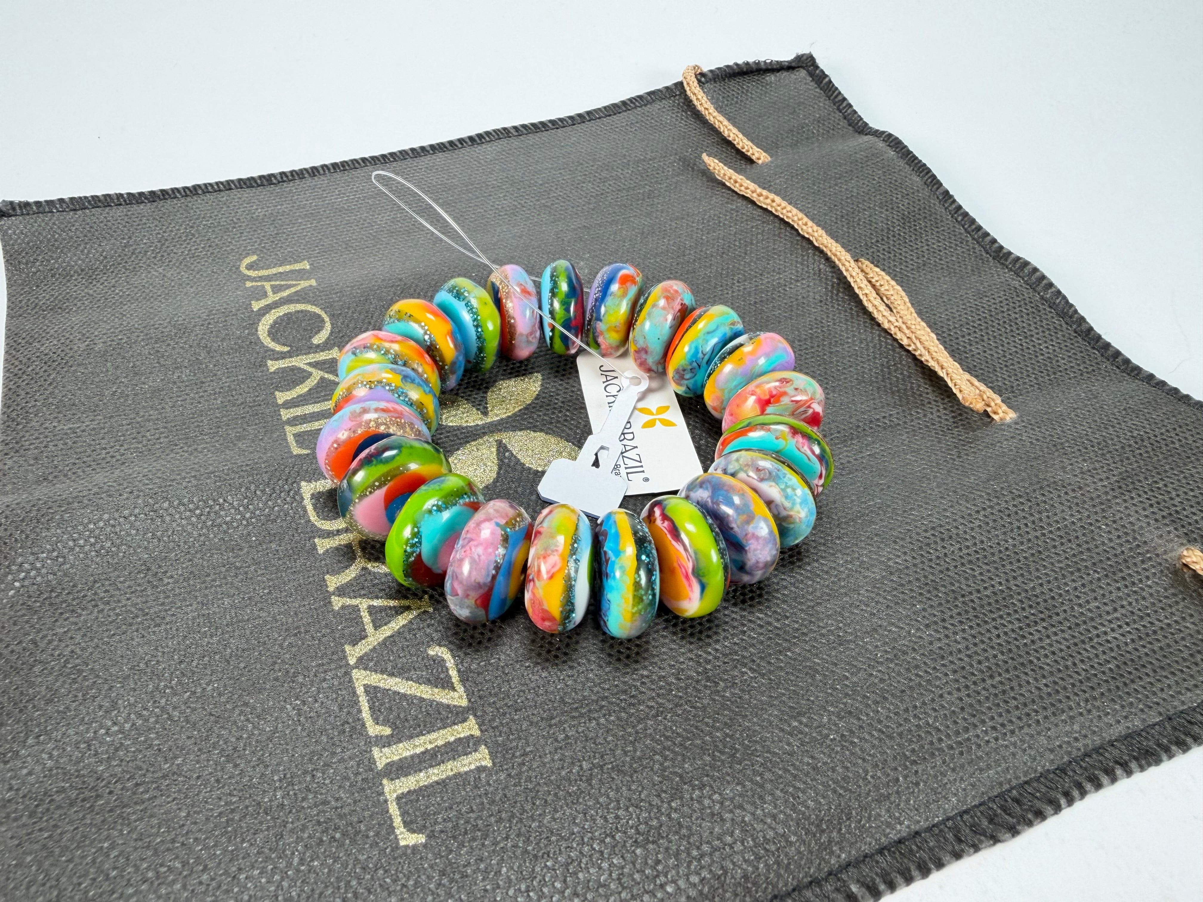 Jackie Brazil "Bela" Kandinsky Elasticated Mini Wheels Resin Bracelet ( B0920 )