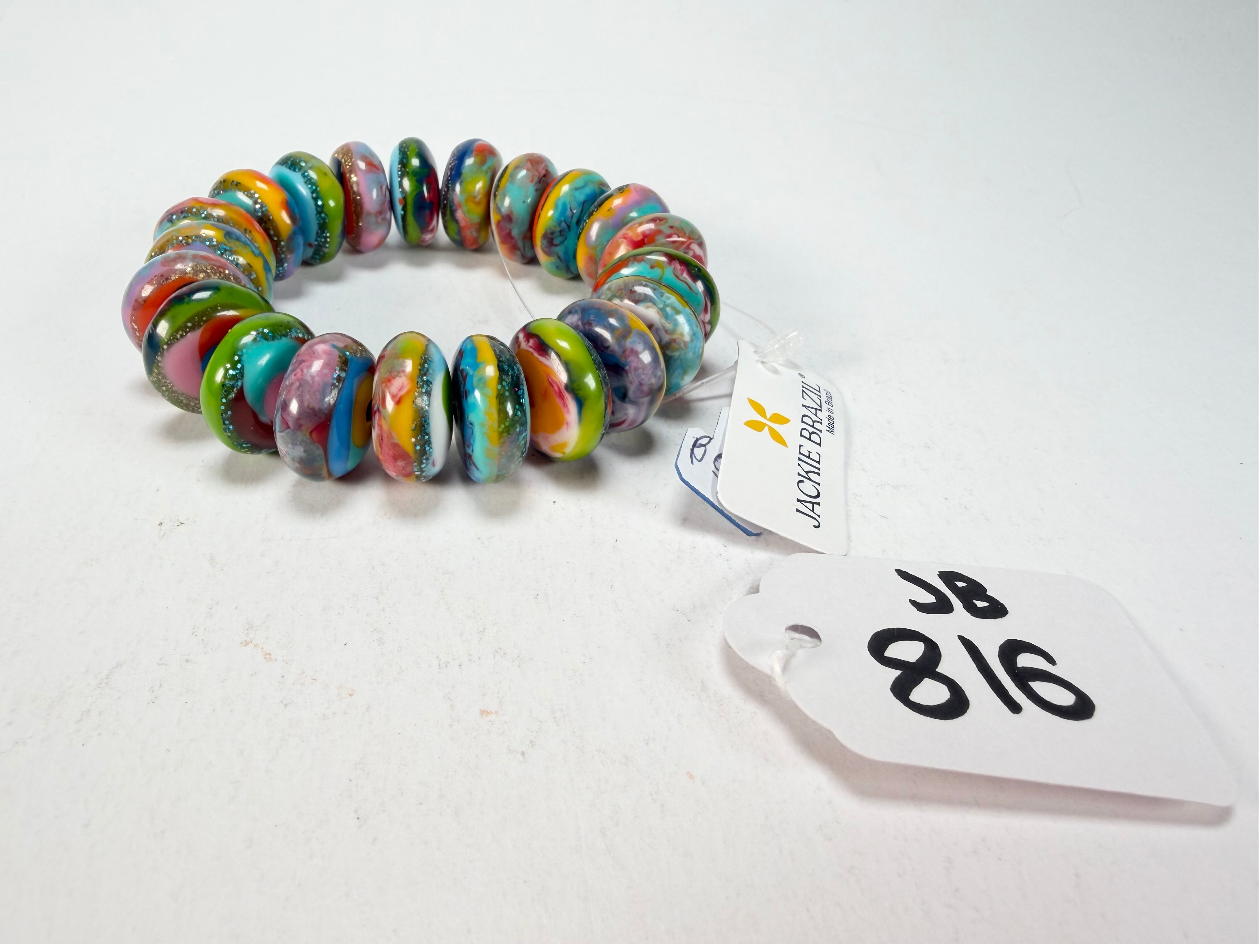 Jackie Brazil "Bela" Kandinsky Elasticated Mini Wheels Resin Bracelet ( B0920 )