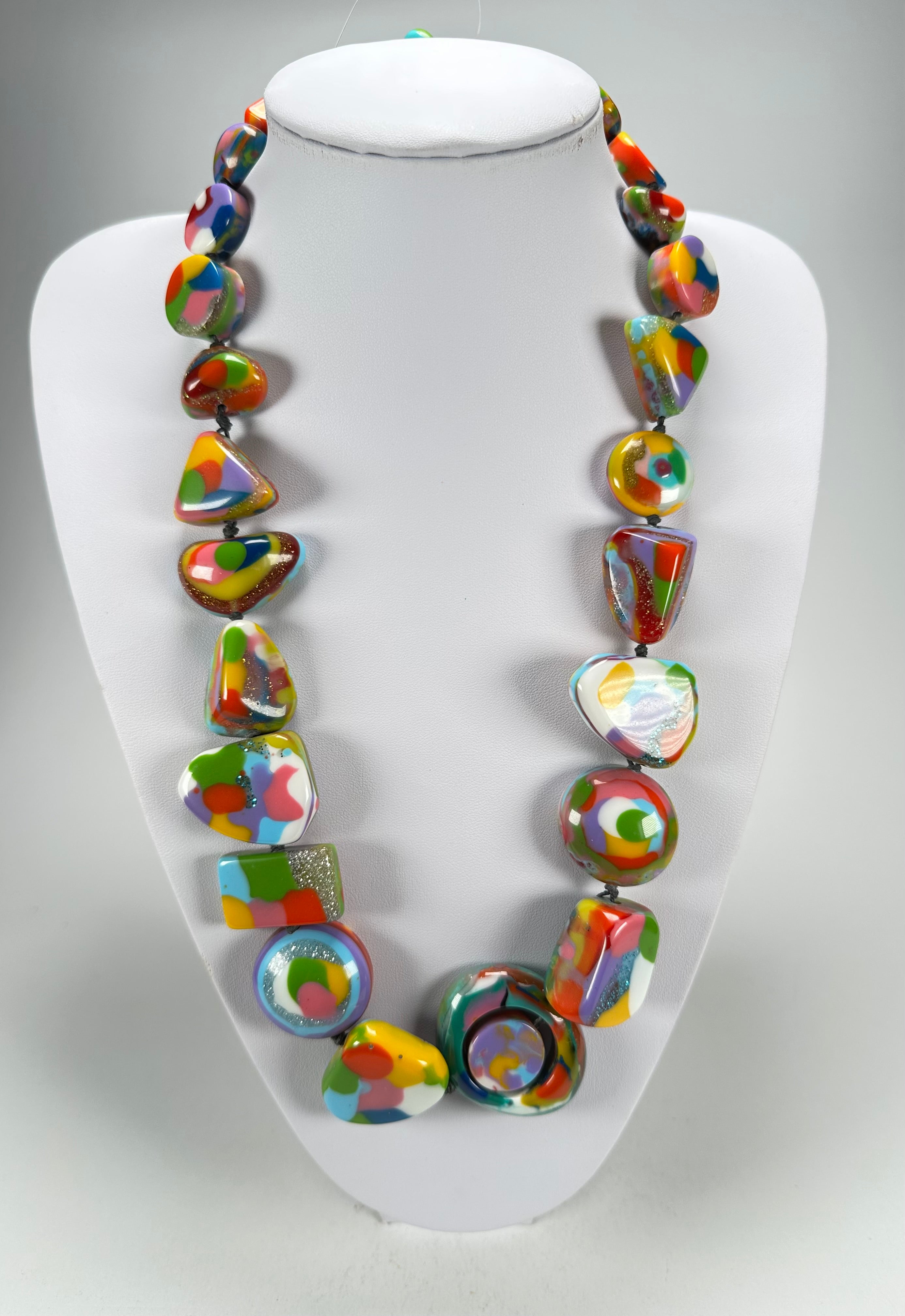 Jackie Brazil "Indiana" Kandinsky Multi-Bead Medium Resin 70cm Necklace ( N0033 )