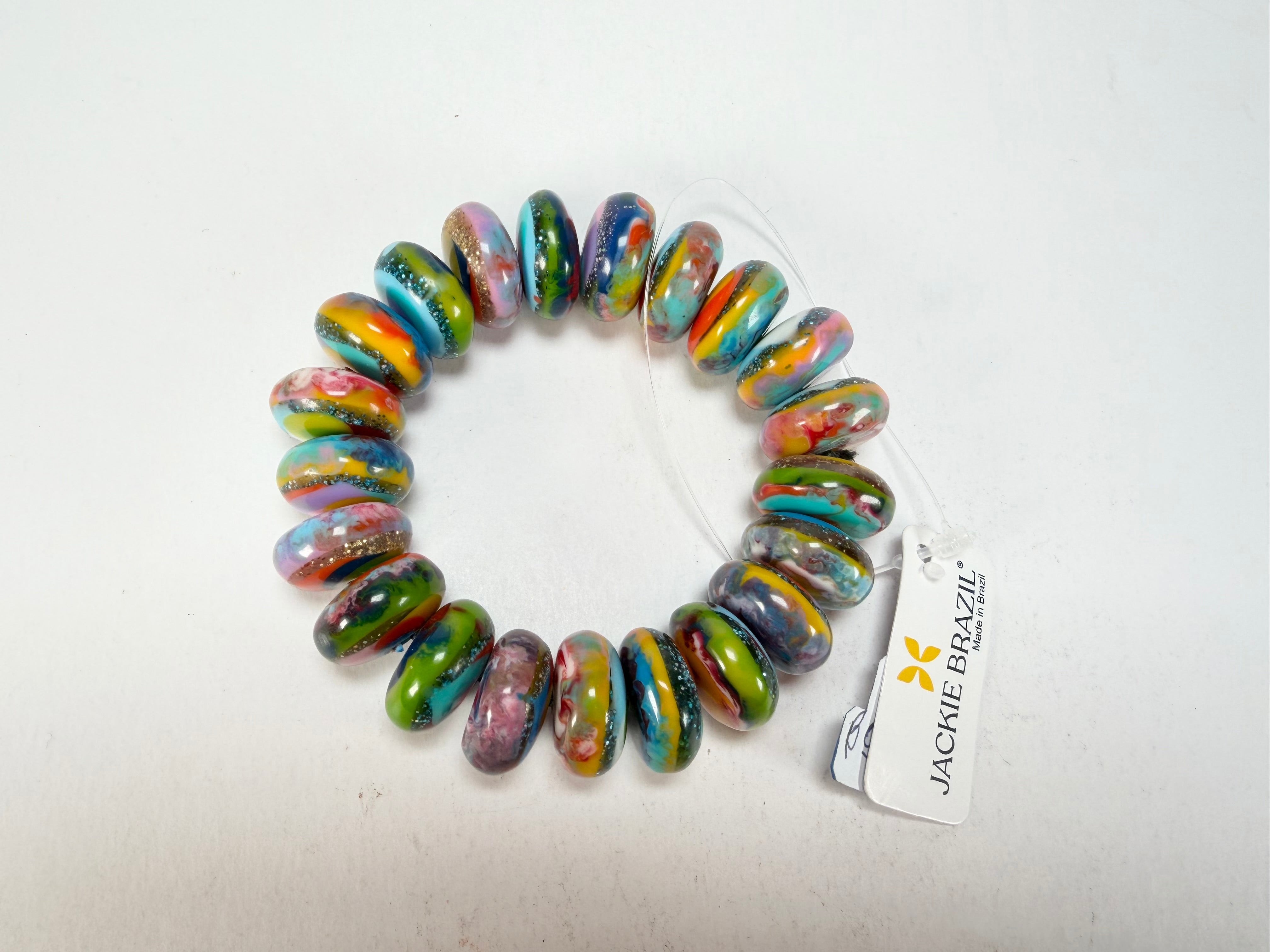 Jackie Brazil "Bela" Kandinsky Elasticated Mini Wheels Resin Bracelet ( B0920 )