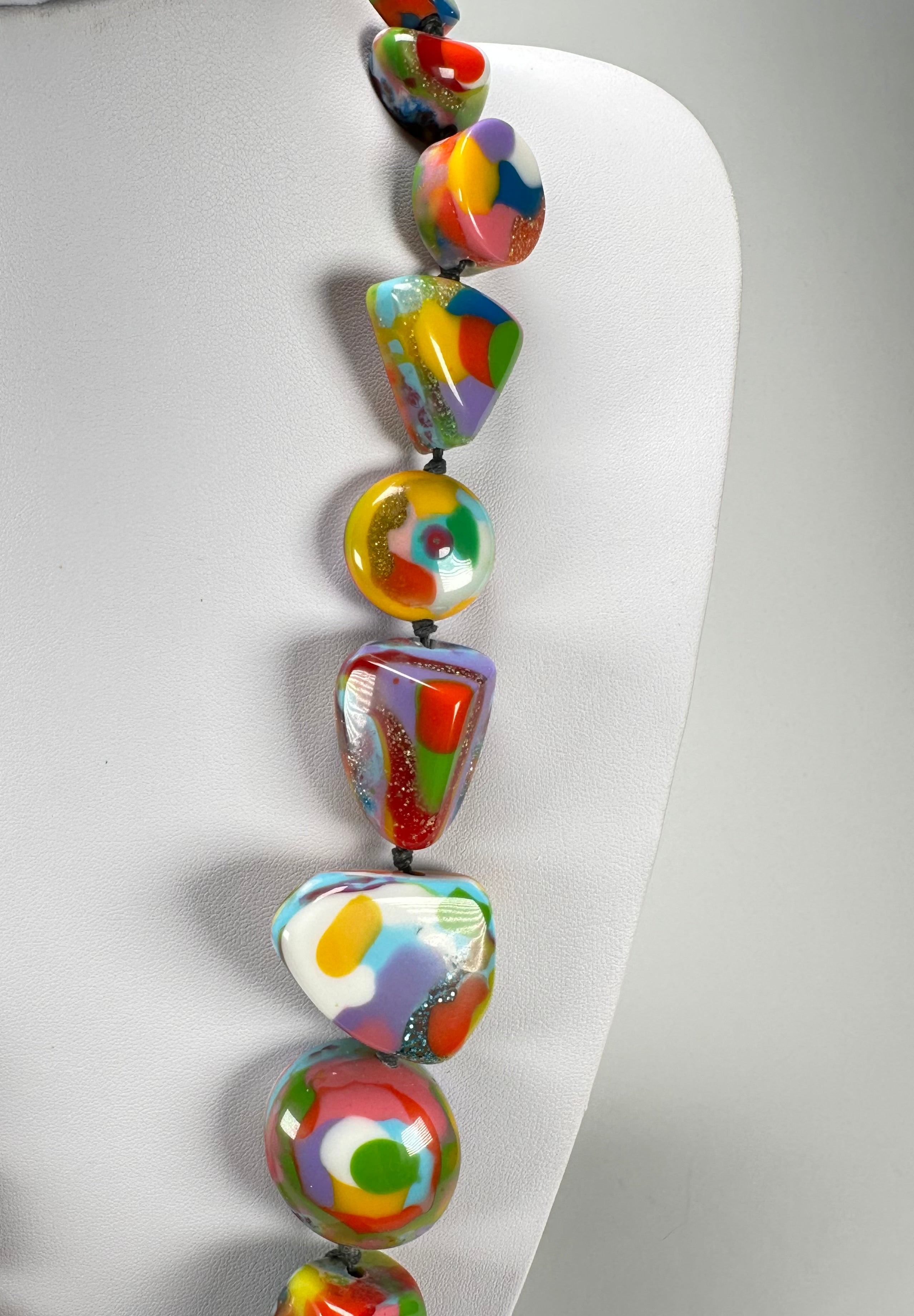 Jackie Brazil "Indiana" Kandinsky Multi-Bead Medium Resin 70cm Necklace ( N0033 )