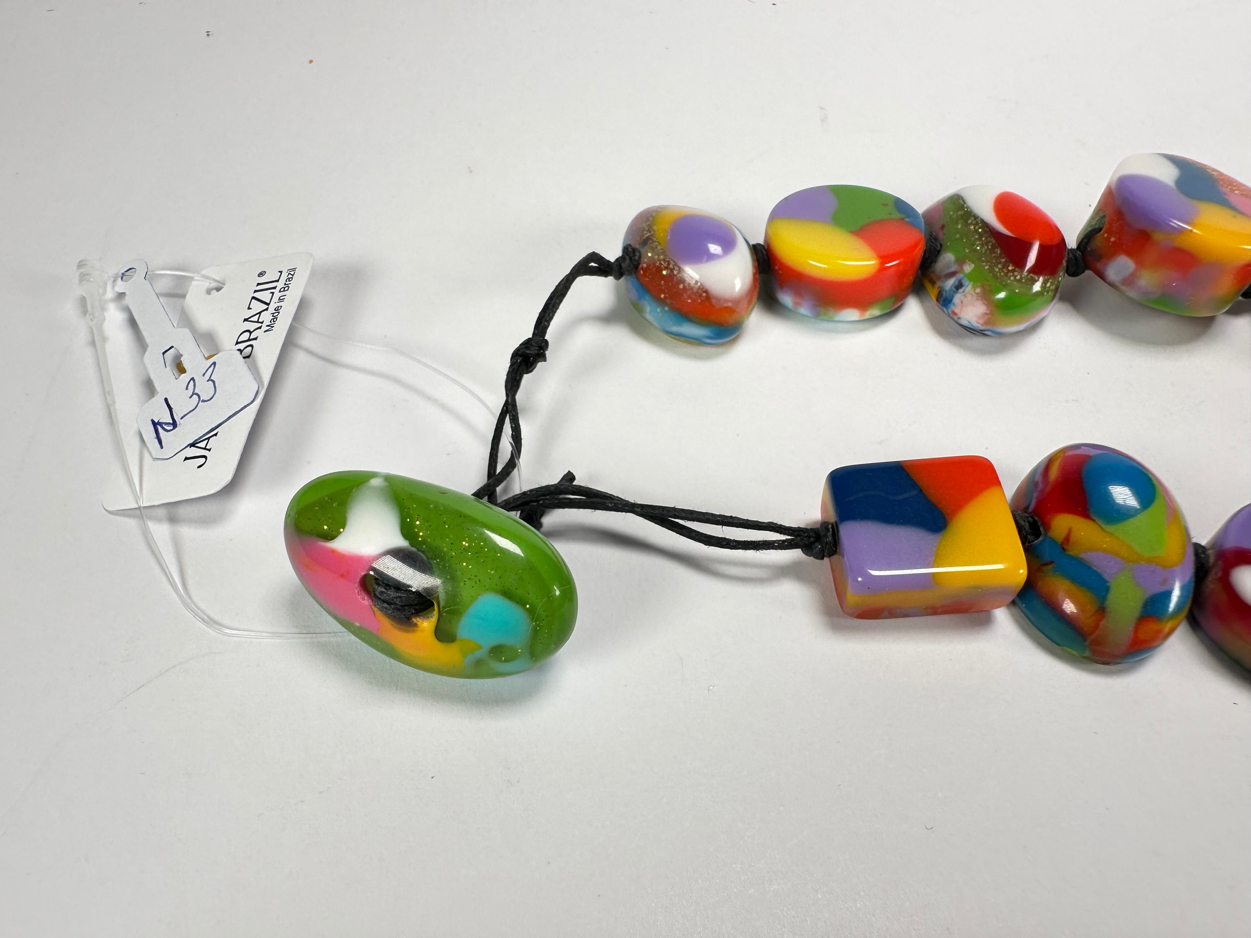 Jackie Brazil "Indiana" Kandinsky Multi-Bead Medium Resin 70cm Necklace ( N0033 )