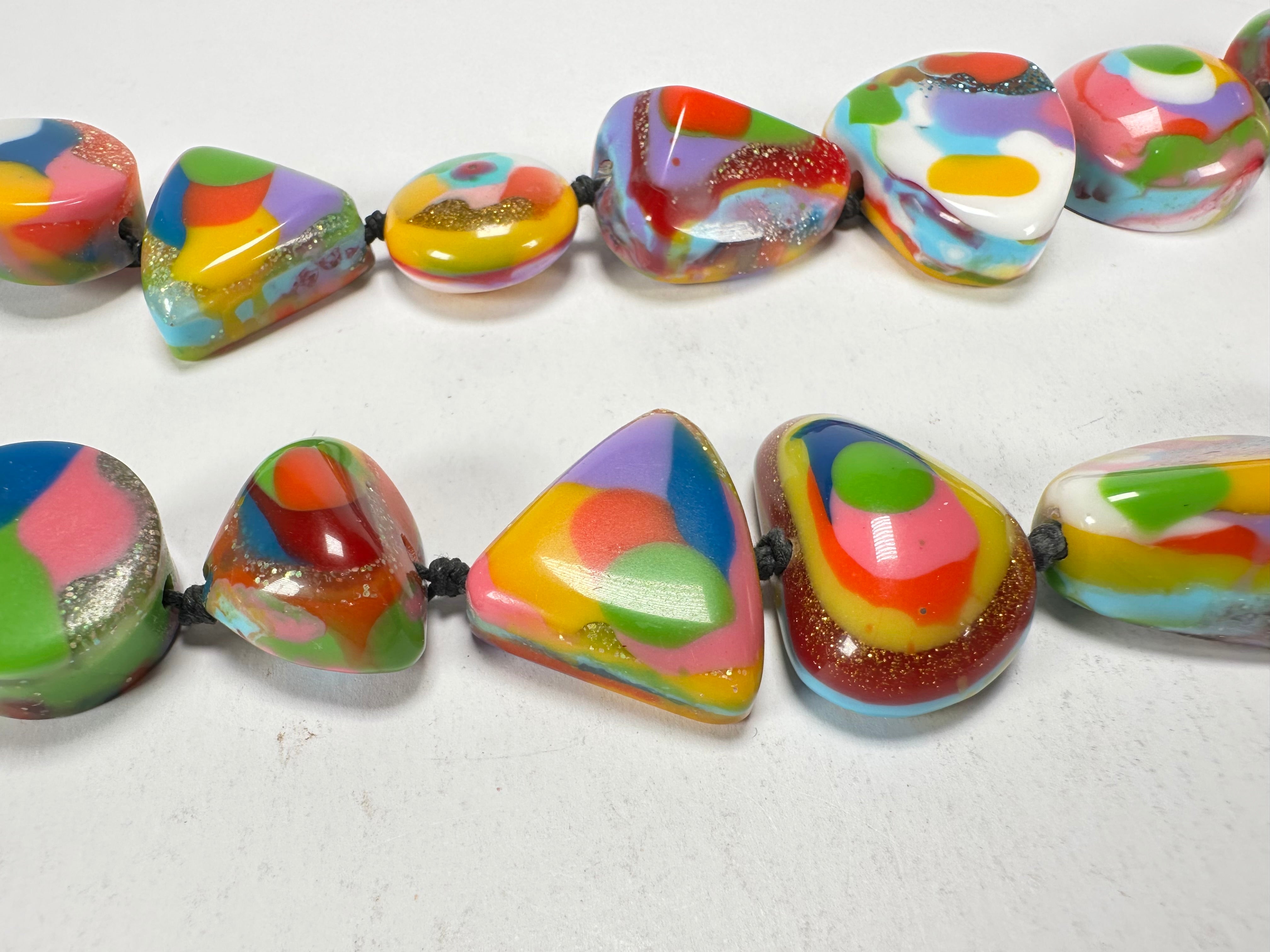 Jackie Brazil "Indiana" Kandinsky Multi-Bead Medium Resin 70cm Necklace ( N0033 )