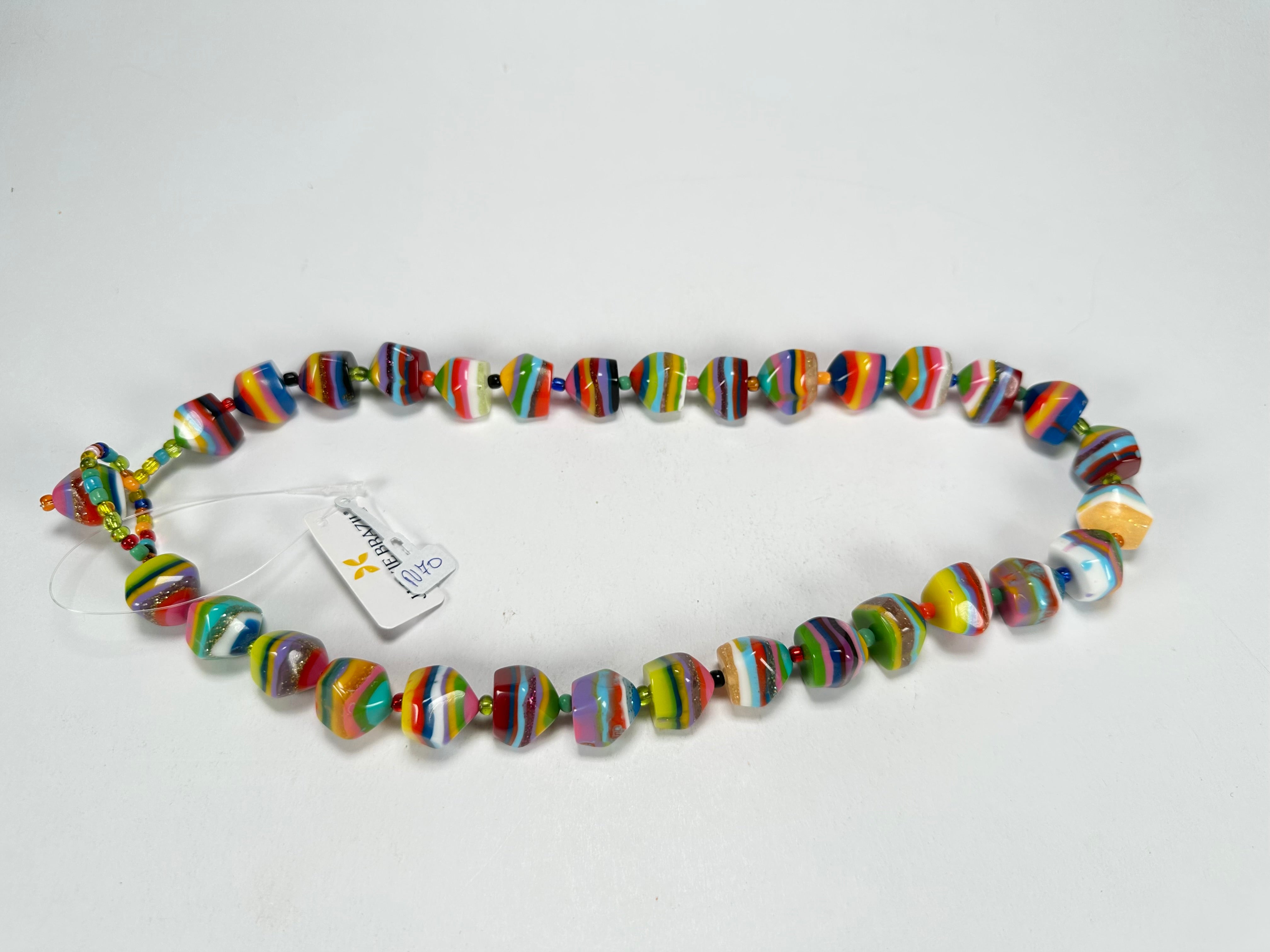 Jackie Brazil "Camille" Liquorice Stripes x Kandinsky Small Stones 55cm Necklace ( N0070 )