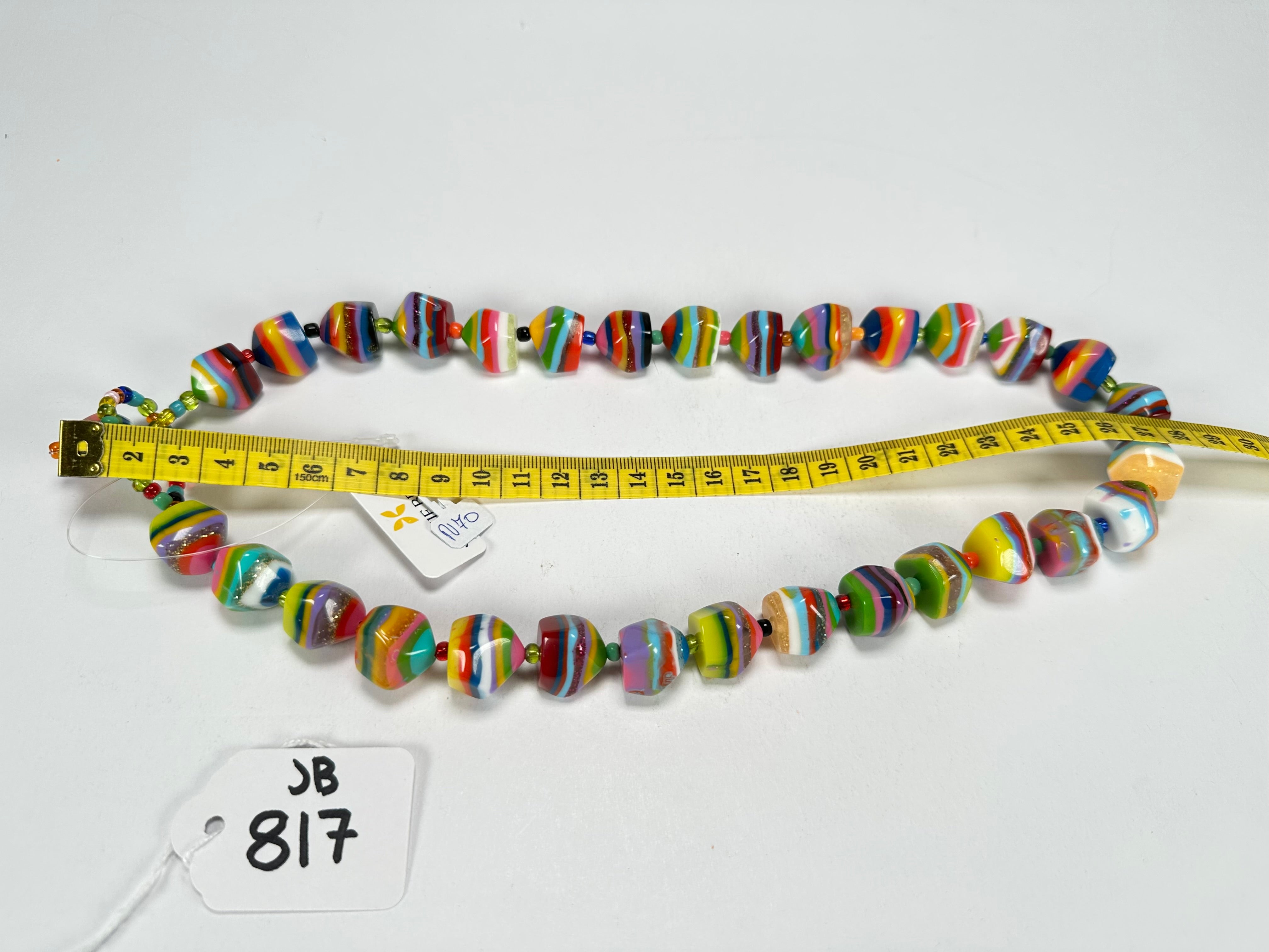 Jackie Brazil "Camille" Liquorice Stripes x Kandinsky Small Stones 55cm Necklace ( N0070 )