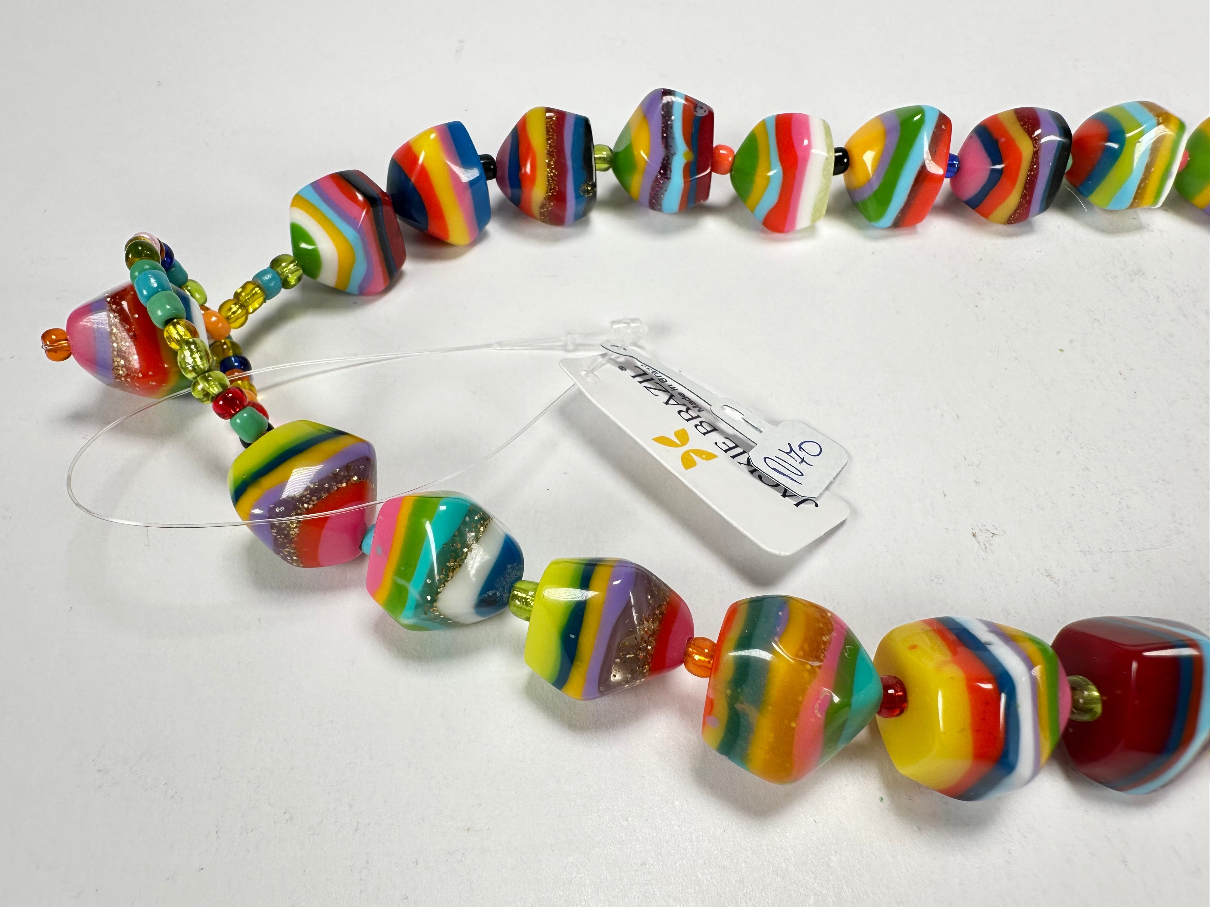 Jackie Brazil "Camille" Liquorice Stripes x Kandinsky Small Stones 55cm Necklace ( N0070 )