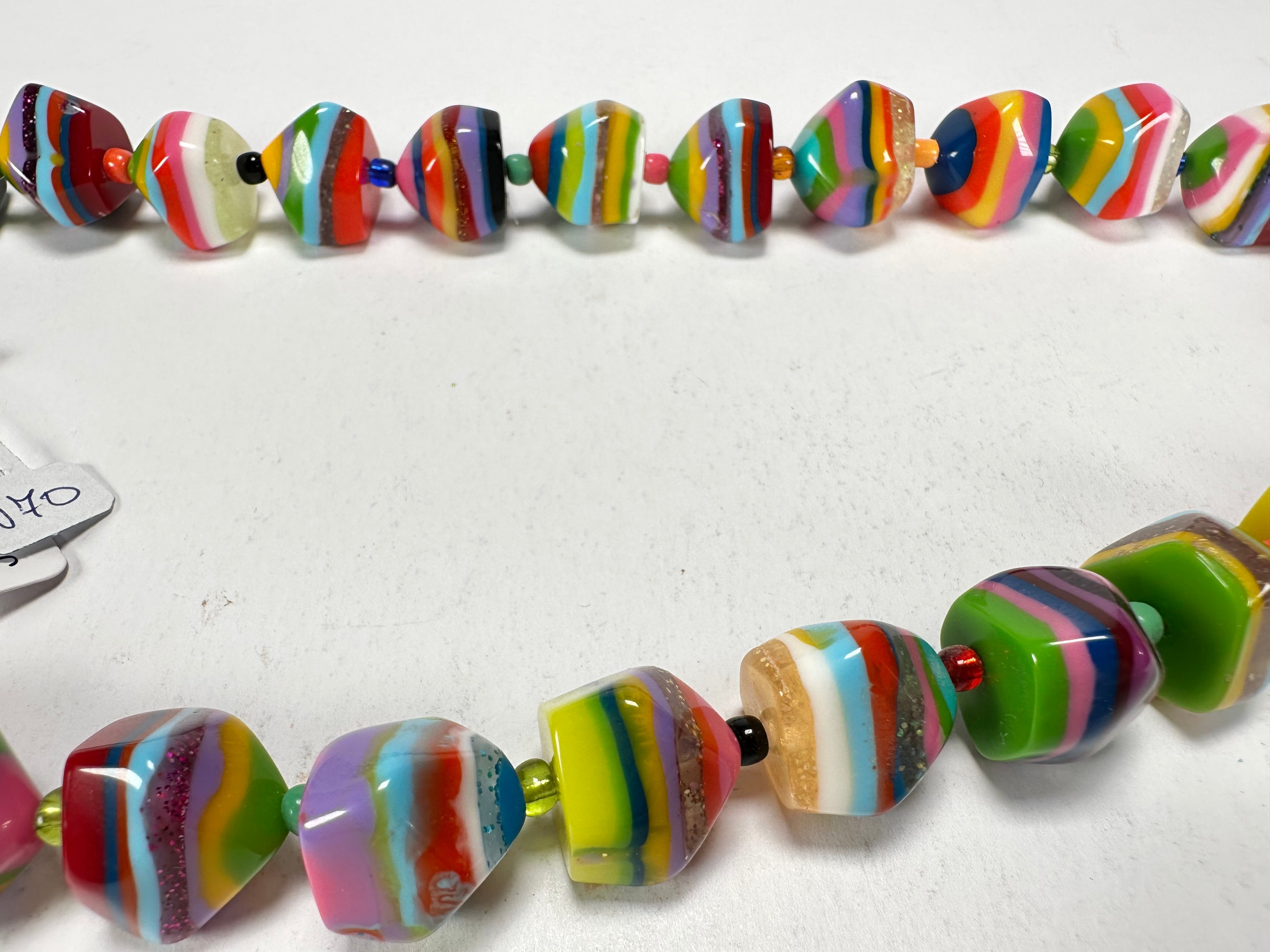 Jackie Brazil "Camille" Liquorice Stripes x Kandinsky Small Stones 55cm Necklace ( N0070 )