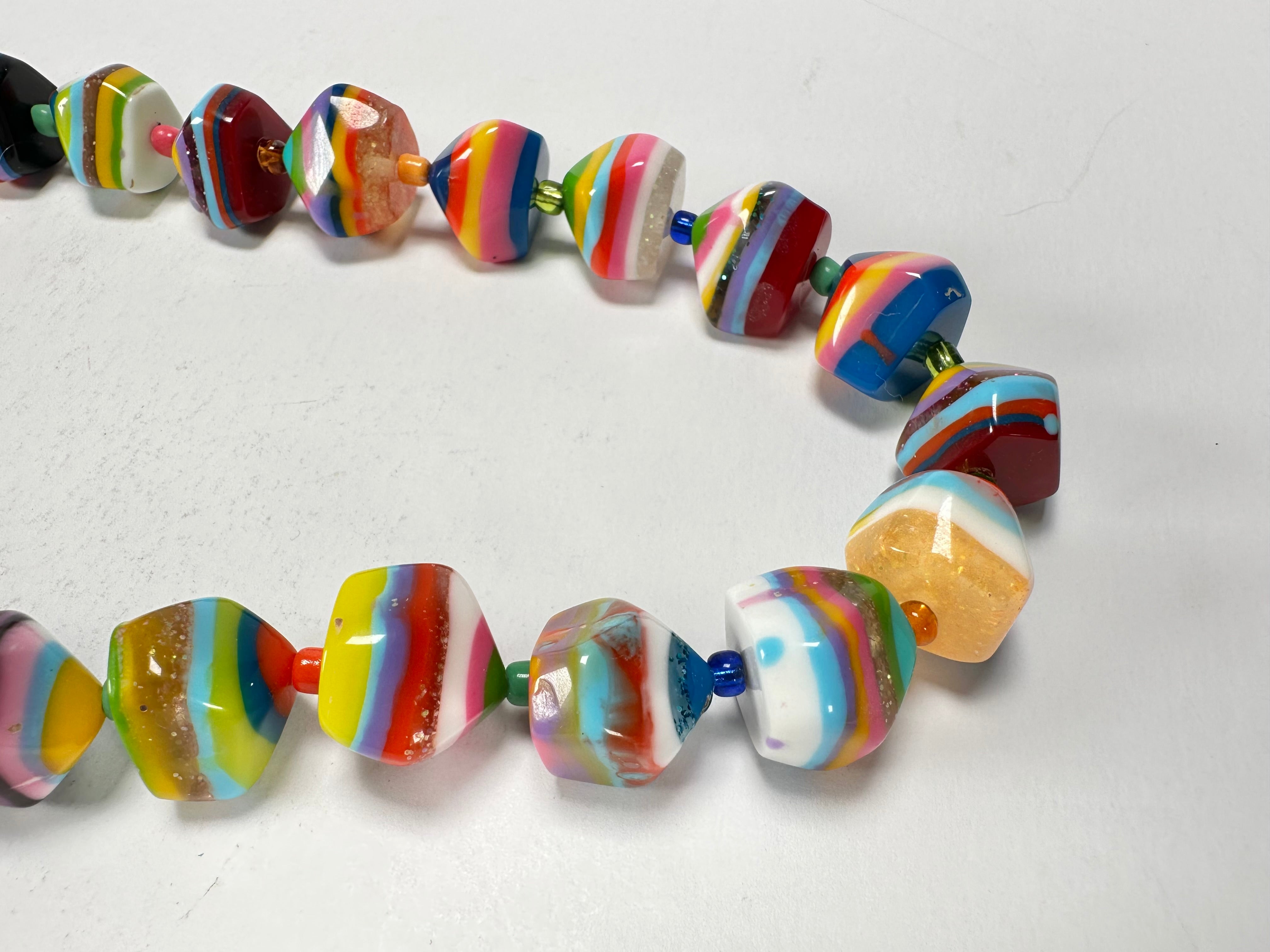 Jackie Brazil "Camille" Liquorice Stripes x Kandinsky Small Stones 55cm Necklace ( N0070 )