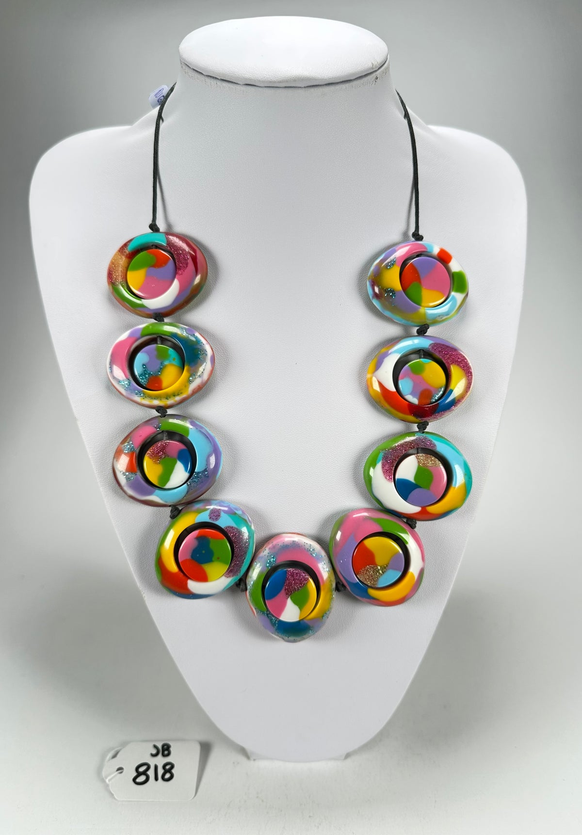 Jackie Brazil "Saturn" Kandinsky Disk and Cylinder On String Short 50cm Necklace ( N0060 )