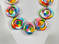 Jackie Brazil "Saturn" Kandinsky Disk and Cylinder On String Short 50cm Necklace ( N0060 )