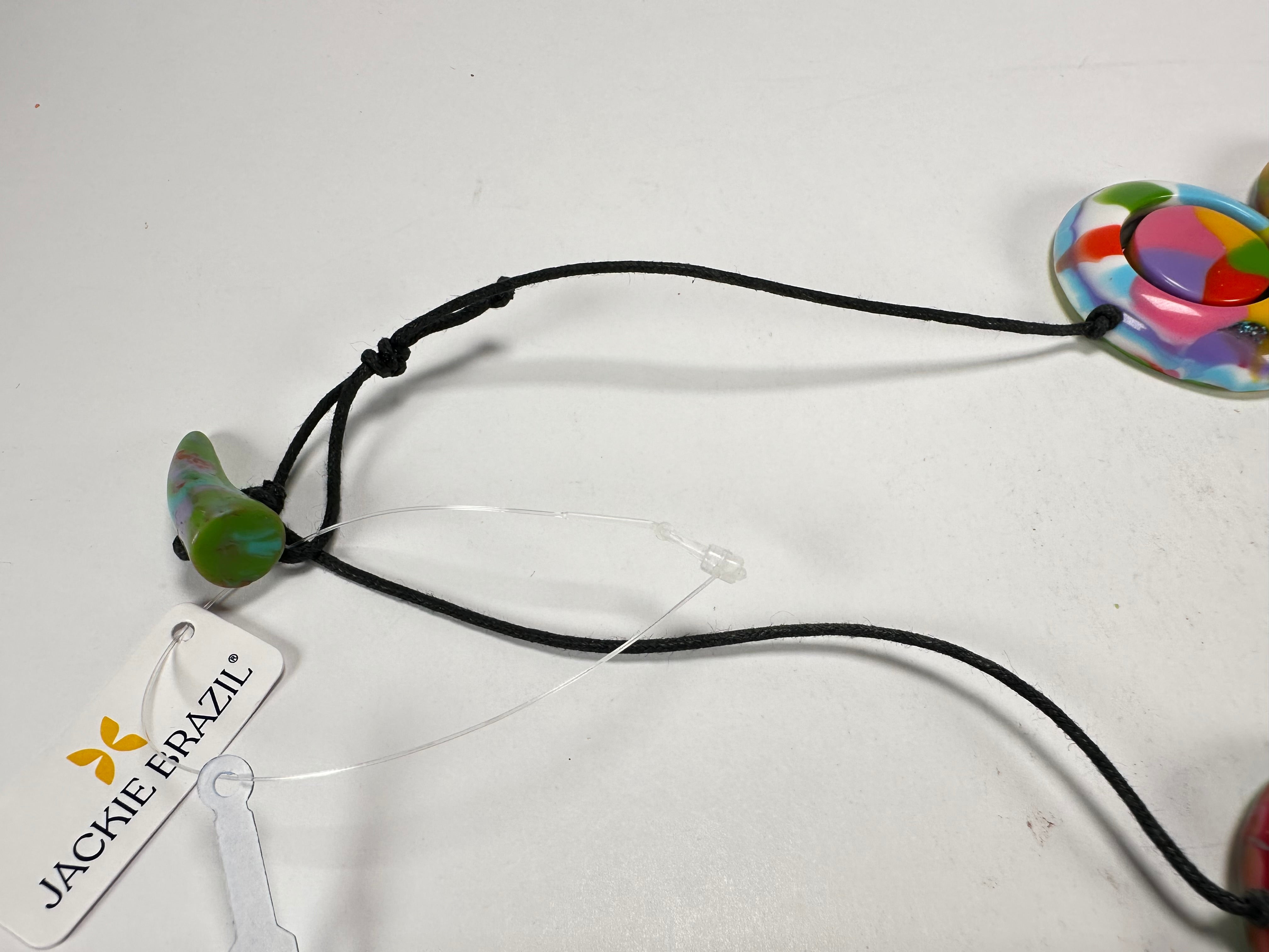Jackie Brazil "Saturn" Kandinsky Disk and Cylinder On String Short 50cm Necklace ( N0060 )