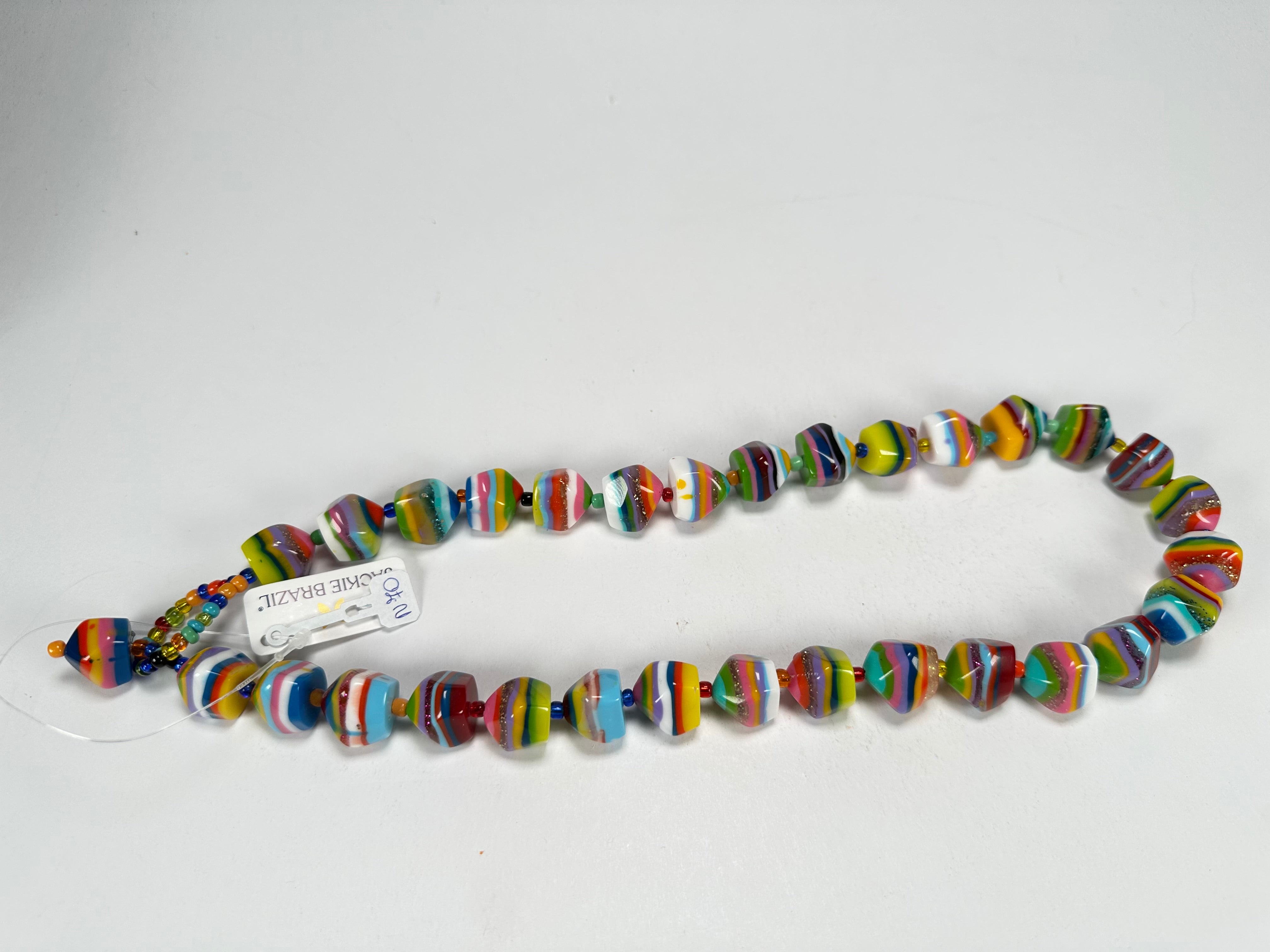Jackie Brazil "Camille" Liquorice Stripes x Kandinsky Small Stones 55cm Necklace ( N0070 )