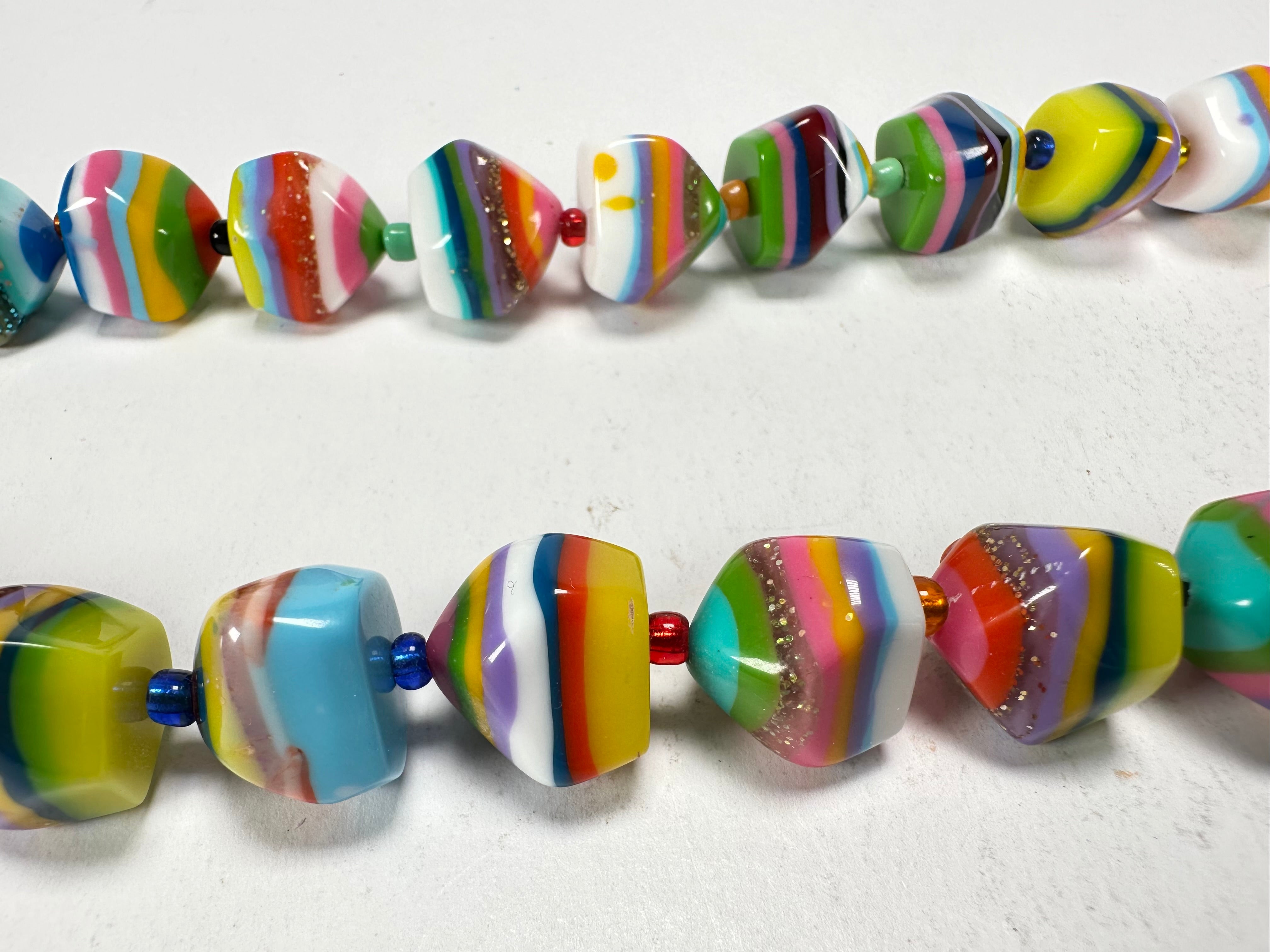 Jackie Brazil "Camille" Liquorice Stripes x Kandinsky Small Stones 55cm Necklace ( N0070 )
