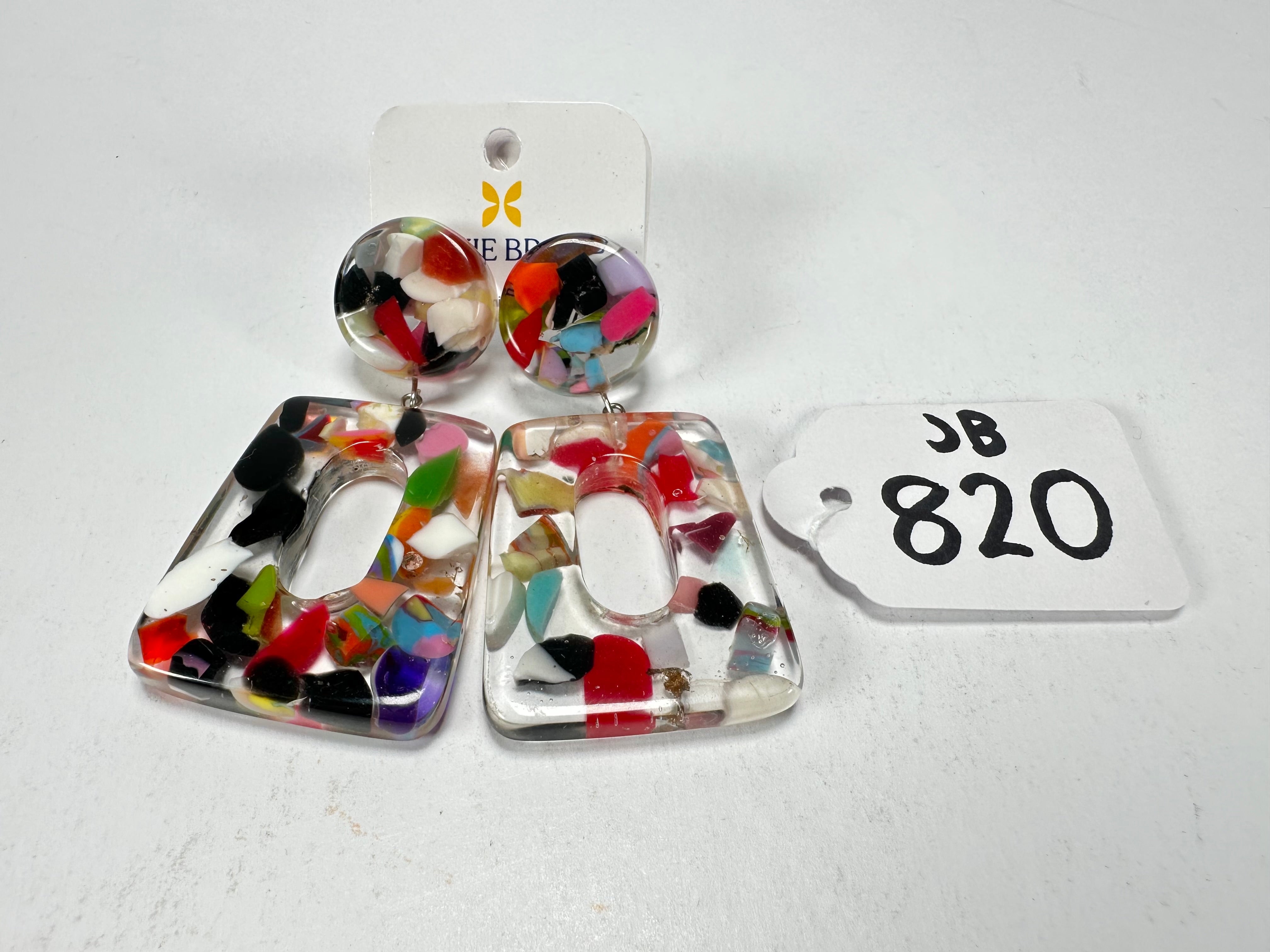 Jackie Brazil "Ruth" Cascade Trapez On Pin Resin Earrings ( E0010 )