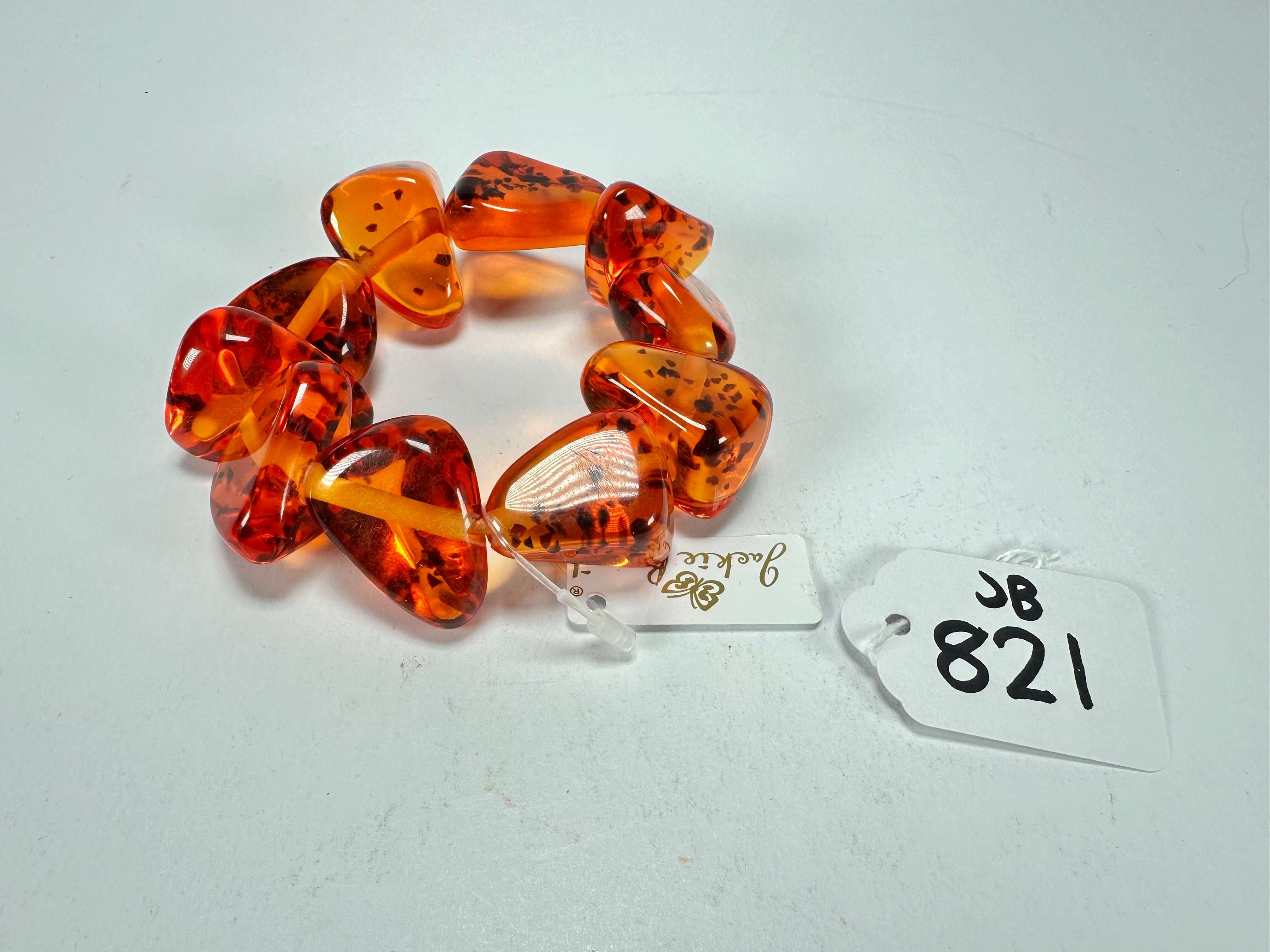 Jackie Brazil "Diamonds" Amber Flintstone Bone Bracelet ( B0211 )